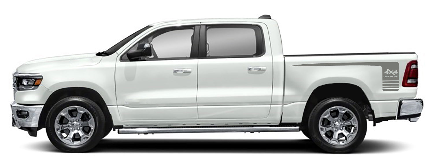 4x4 hockey bed stripes for dodge ram 2018 to 2023 models gray