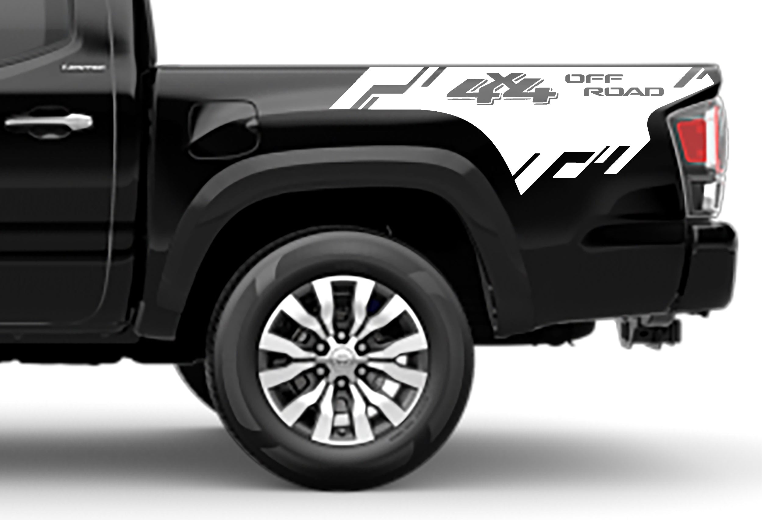 4x4 off road bed decals for toyota tacoma 2016 to 2023 models white