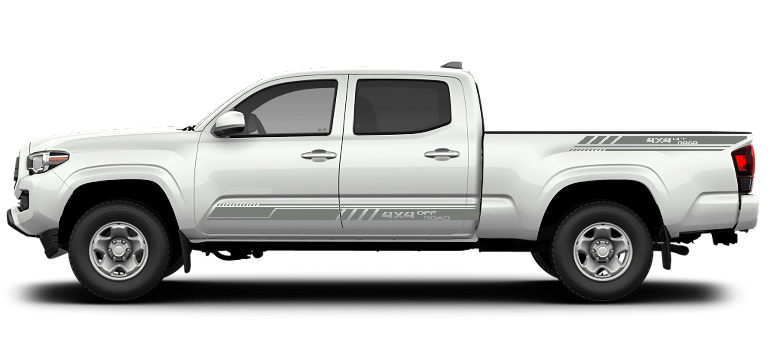 4x4 rocker stripes and bed decals for toyota tacoma 2016 to 2023 models gray