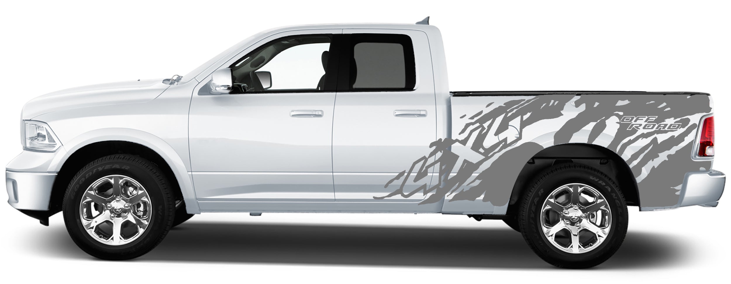 4x4 off road side graphics for dodge ram 2009 to 2018 models gray