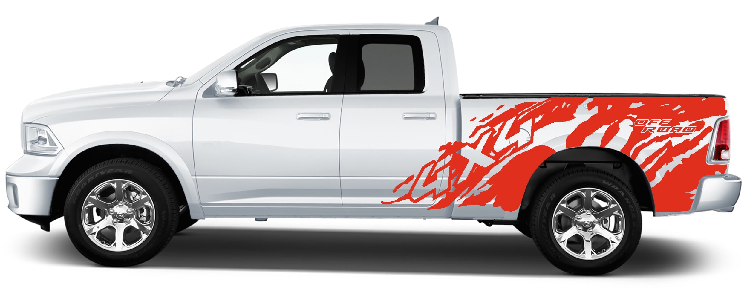 4x4 off road side graphics for dodge ram 2009 to 2018 models red