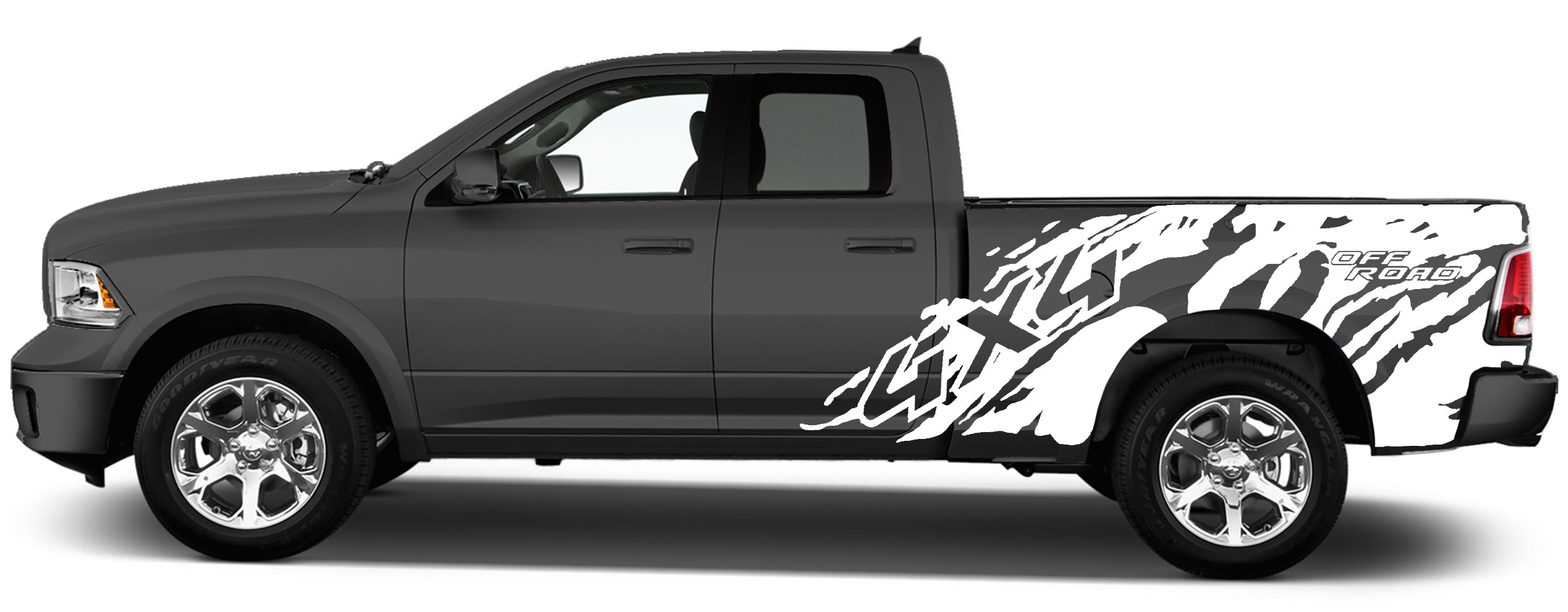 4x4 off road side graphics for dodge ram 2009 to 2018 models white