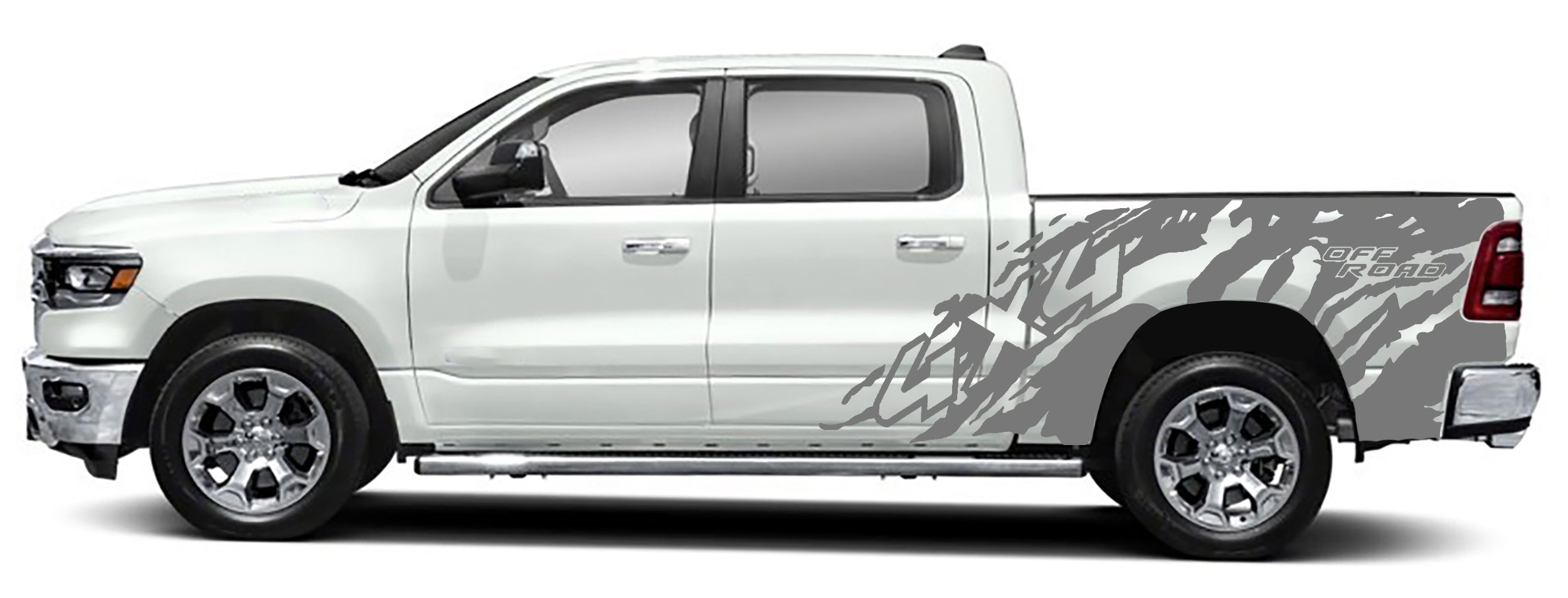 4x4 off road side graphics for dodge ram 1500 2500 2019 to 2023 models gray