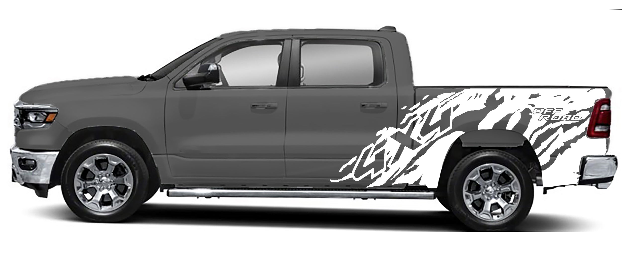 4x4 off road side graphics for dodge ram 1500 2500 2019 to 2023 models white