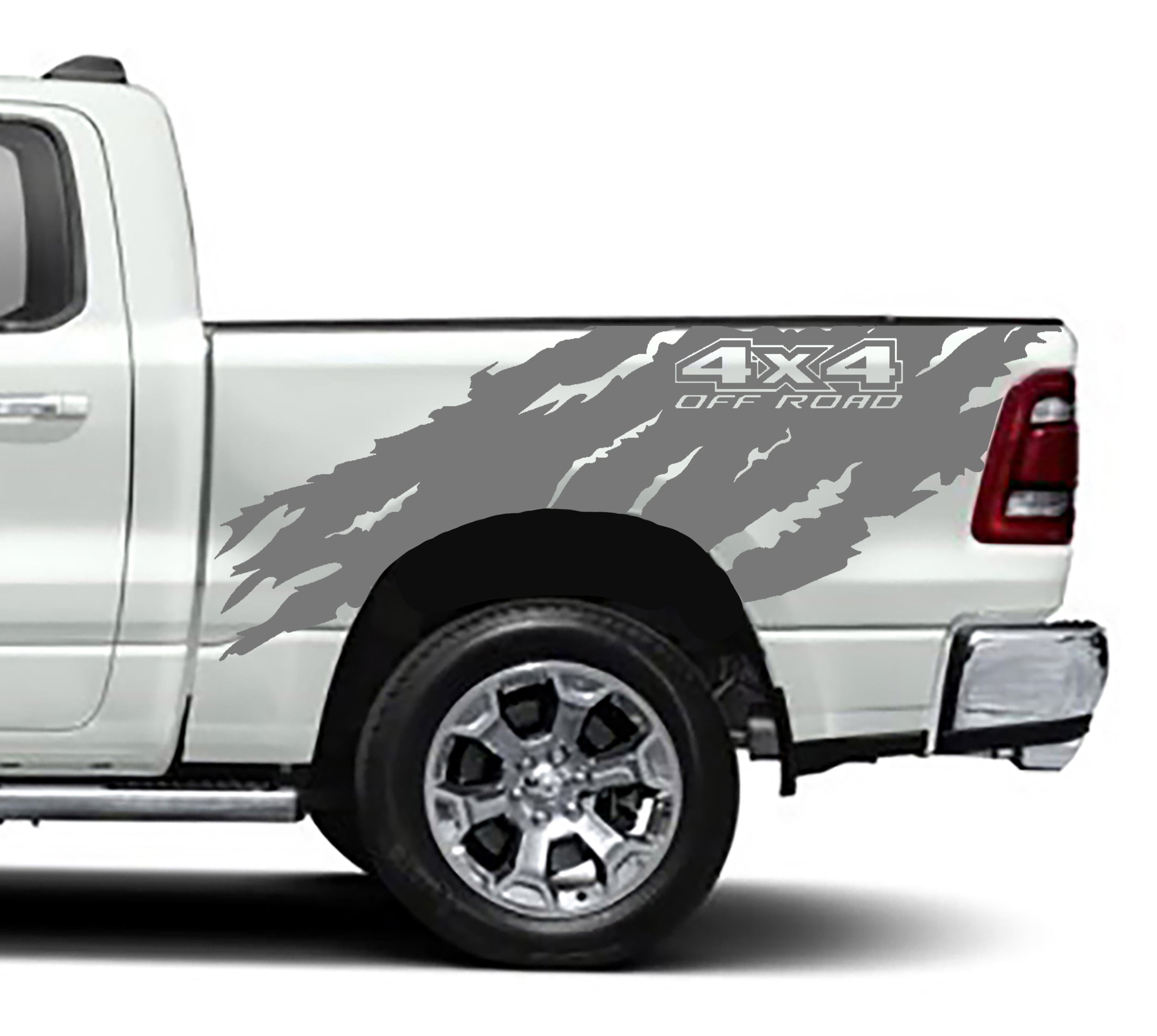 4x4 off road bed decals for dodge ram 1500 2500 2019 to 2023 models gray