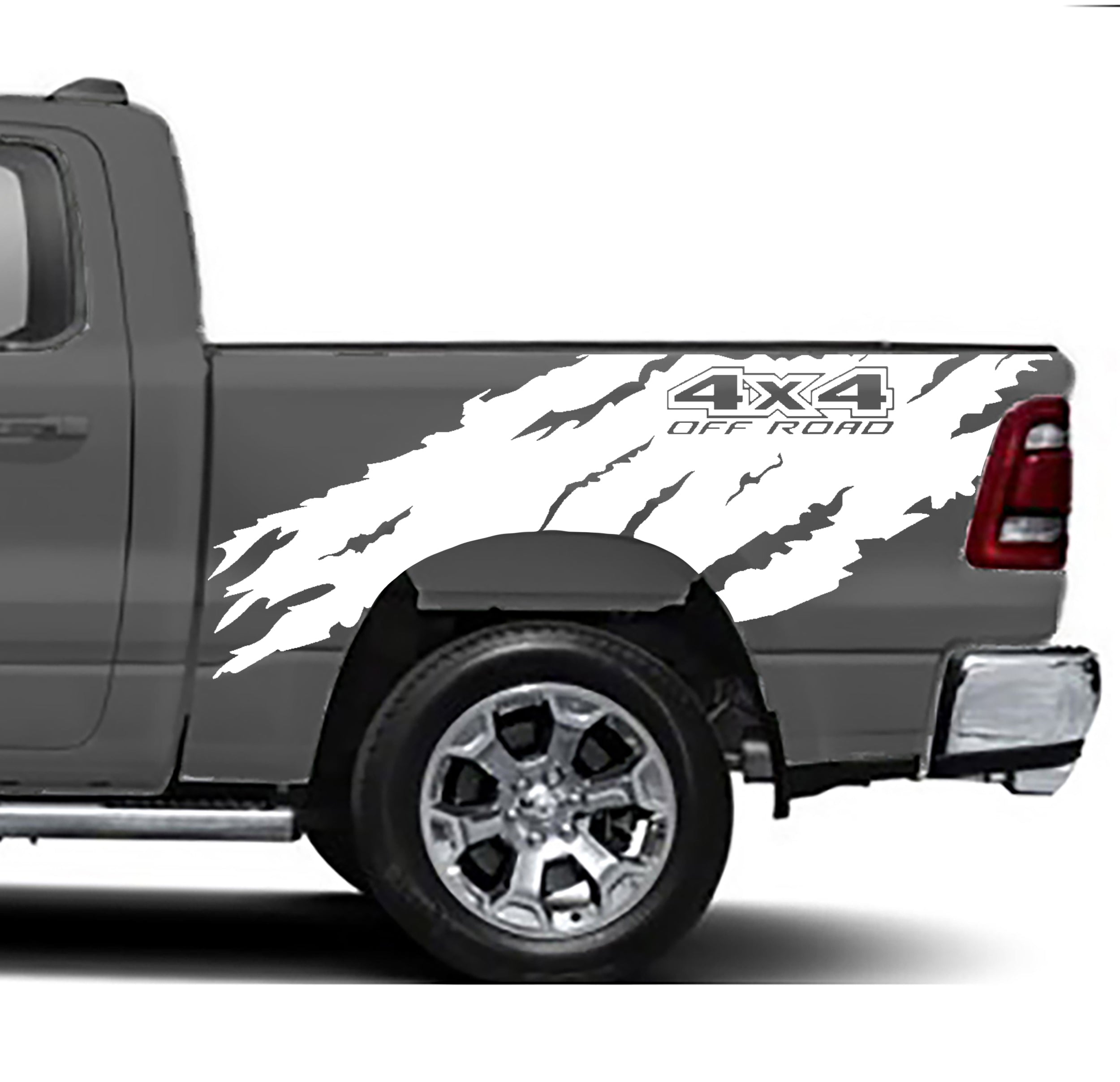 4x4 off road bed decals for dodge ram 1500 2500 2019 to 2023 models white