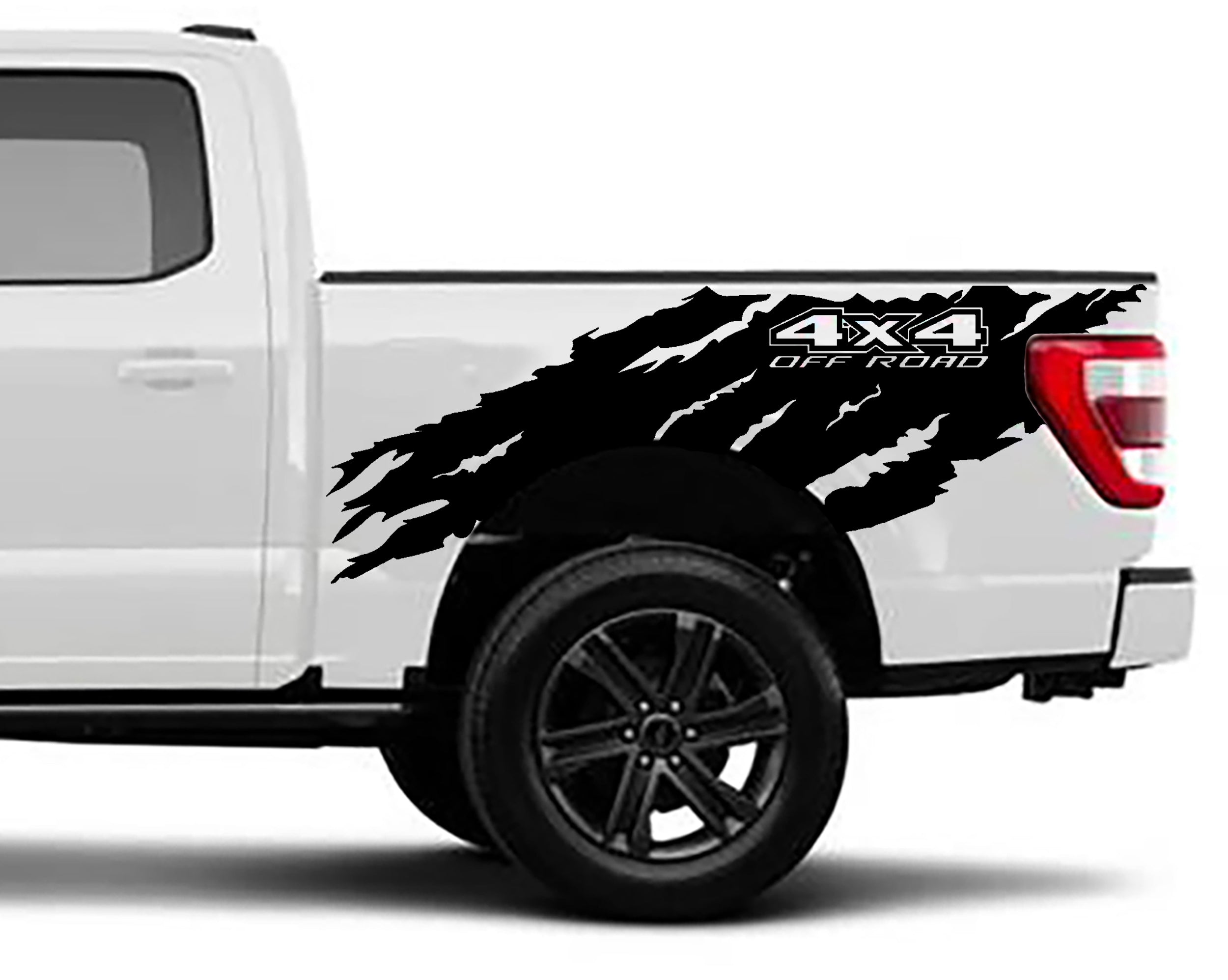 Ford F-150 4x4 Off Road Torn Bed Decals (Pair) : Vinyl Graphics Kit Fits (2021-2023)