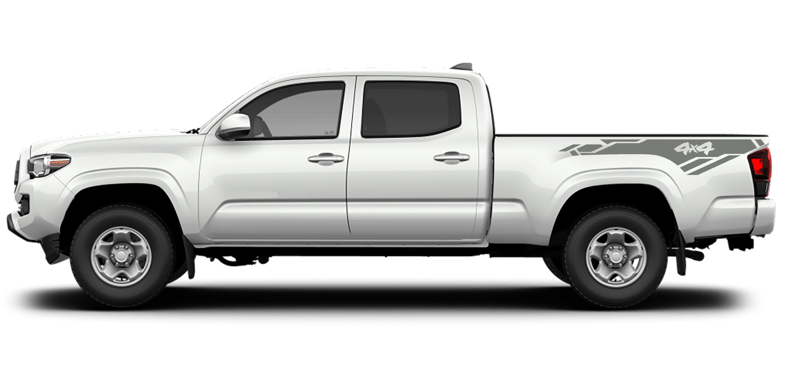 4x4 bed decals for toyota tacoam 2016 to 2023 models gray