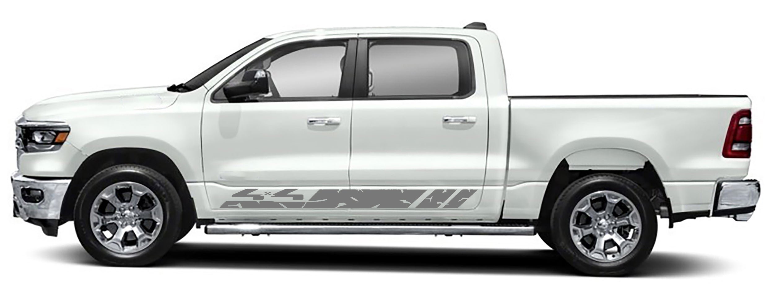 4x4 rocker panel stripe graphics for dodge ram 1500 2500 2019 to 2023 models gray