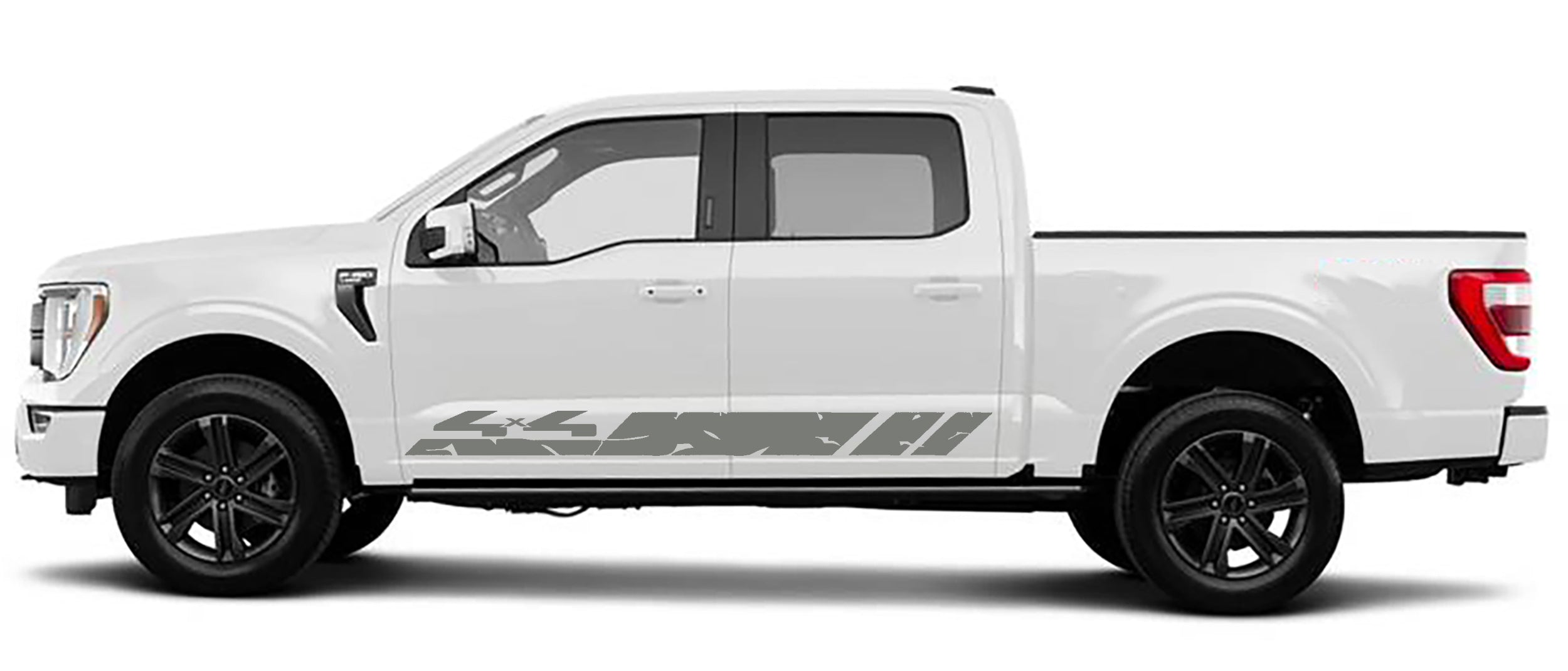 4x4 rocker panel stripes vinyl graphics for ford f 150 2021 to 2023 models gray