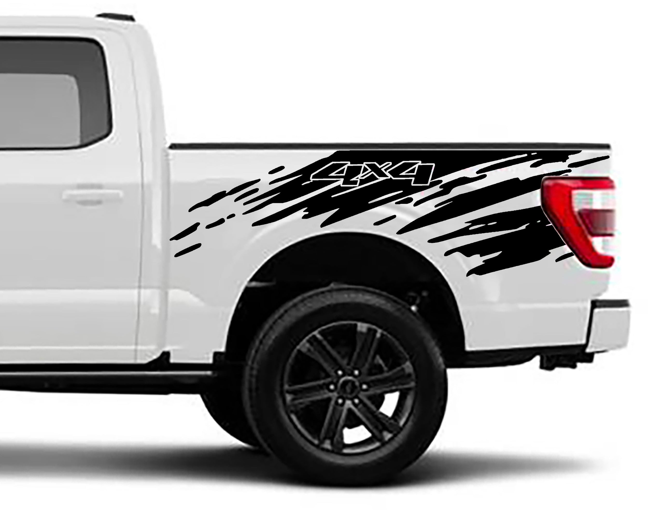 Ford F-150 4x4 Mud Splatter Bed Decals (Pair) : Vinyl Graphics Kit Fits (2021-2023)