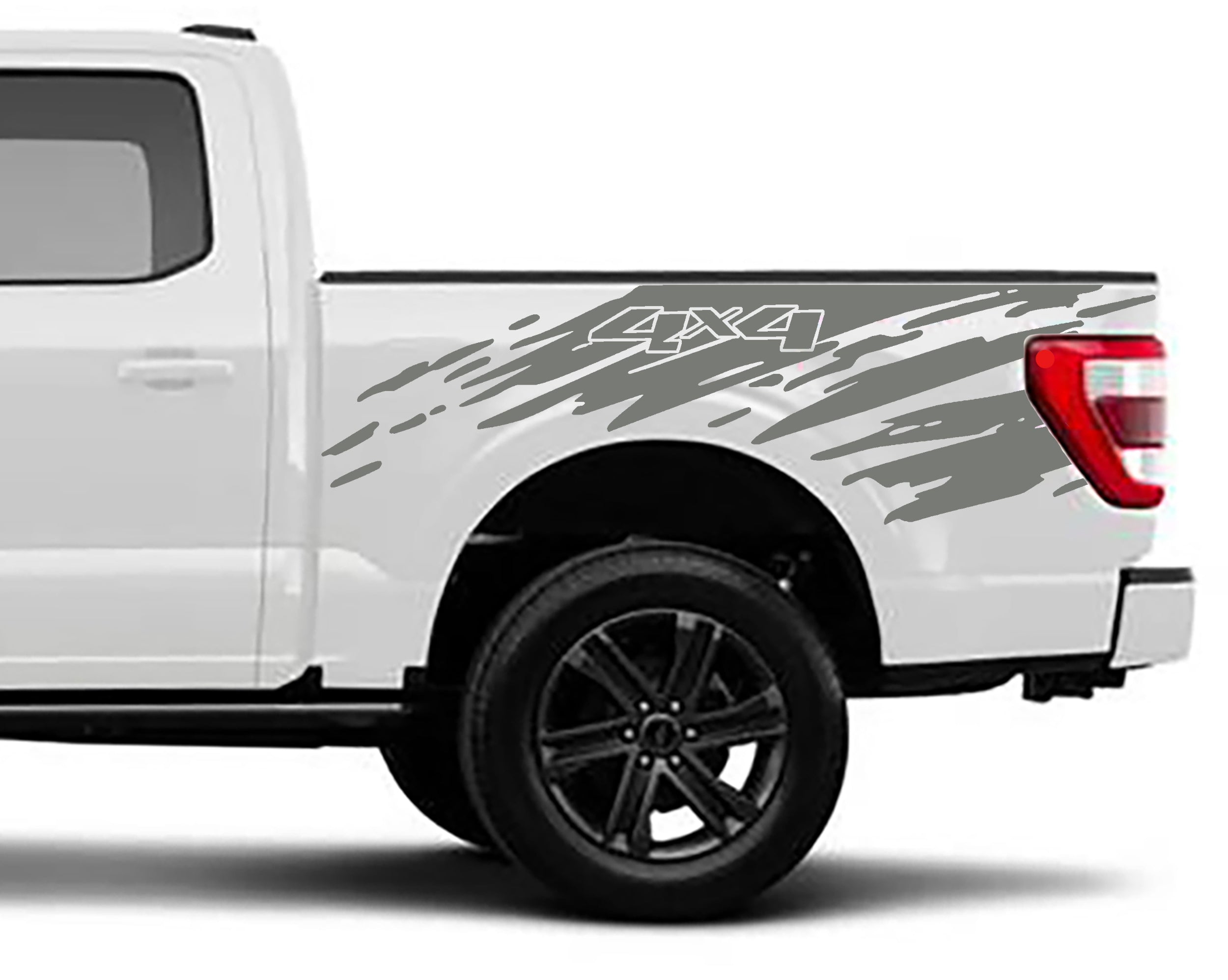 4x4 mud splash bed vinyl graphics for ford f 150 2021 to 2023 gray
