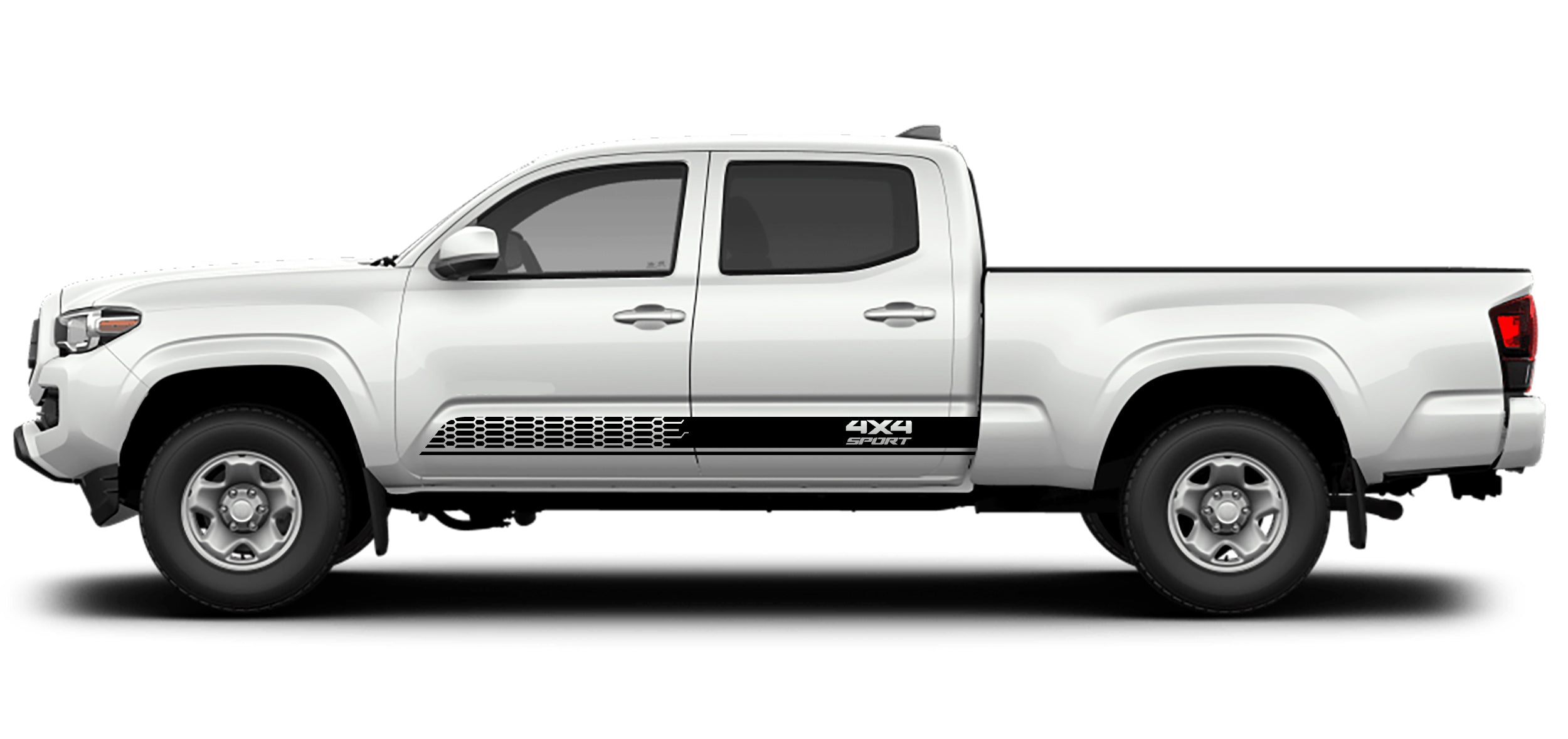 Toyota Tacoma 4x4 Sport Rocker Stripes Decals (Pair) : Vinyl Graphics Kit Fits (2016-2022)