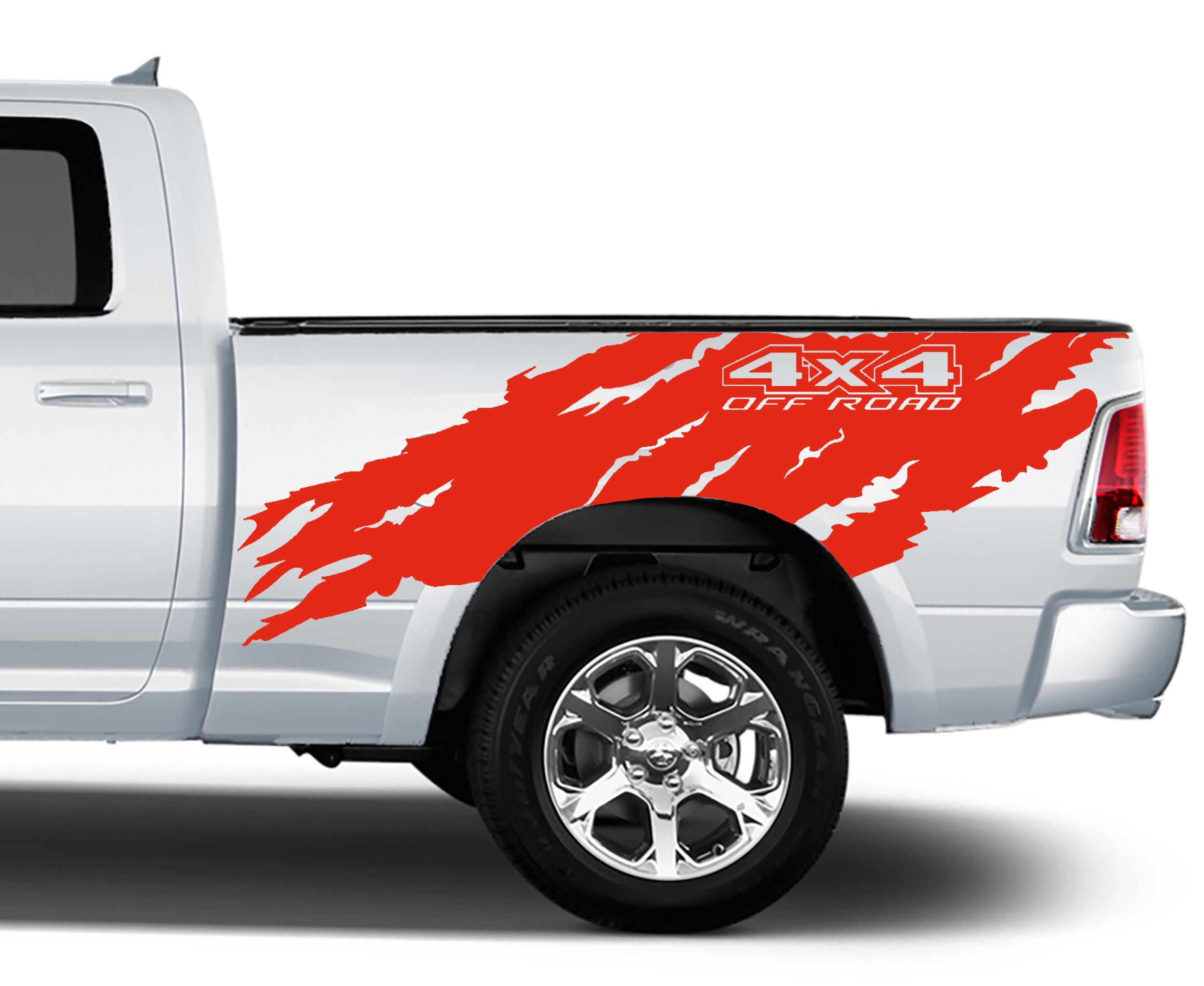 torn 4x4 off road bed graphics for dodge ram 2008 to 2018 models red