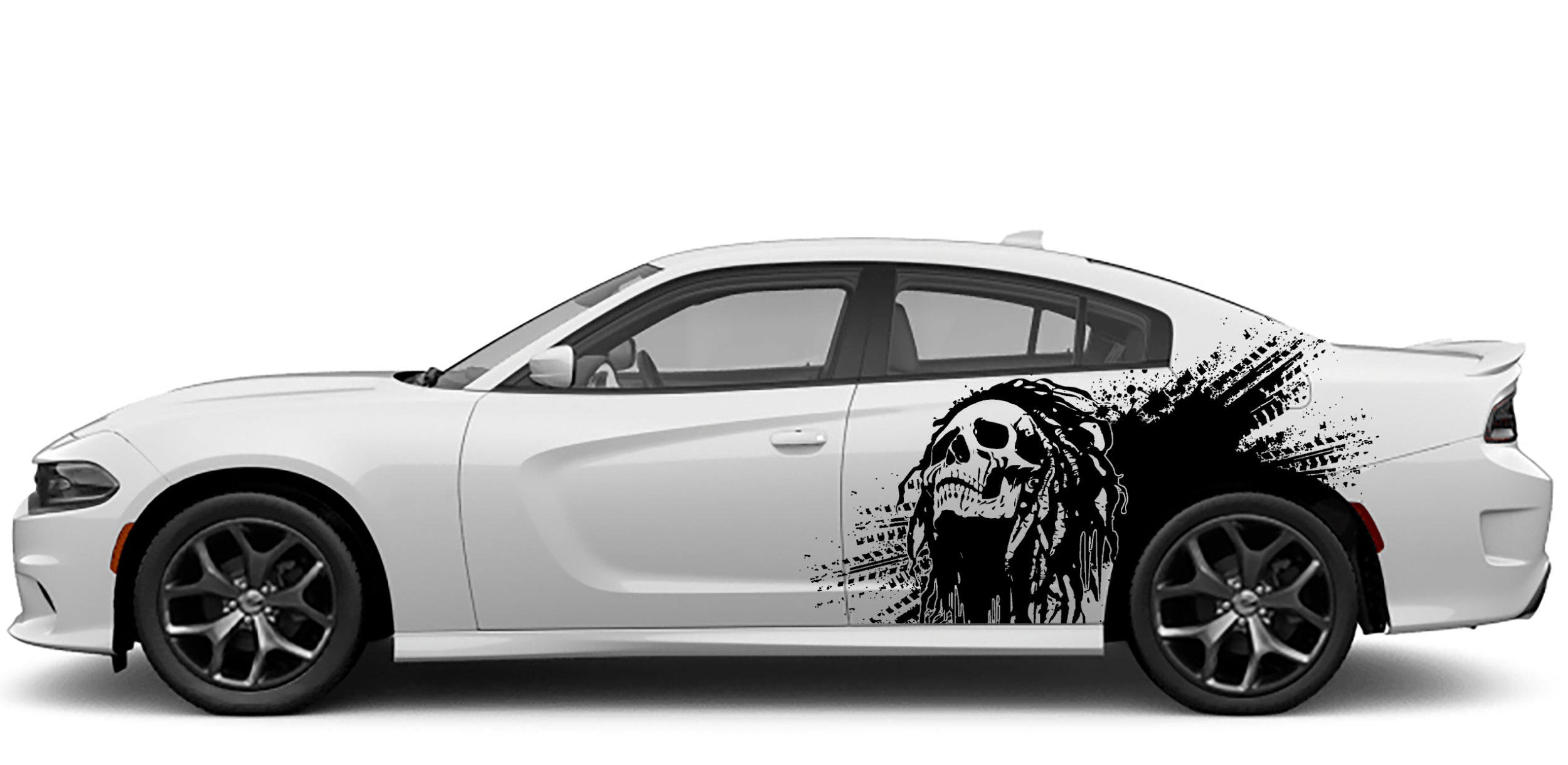 Dodge Charger Bob Marley Skull Side Decals (Pair) : Vinyl Graphics Kit Fits (2015-2023)