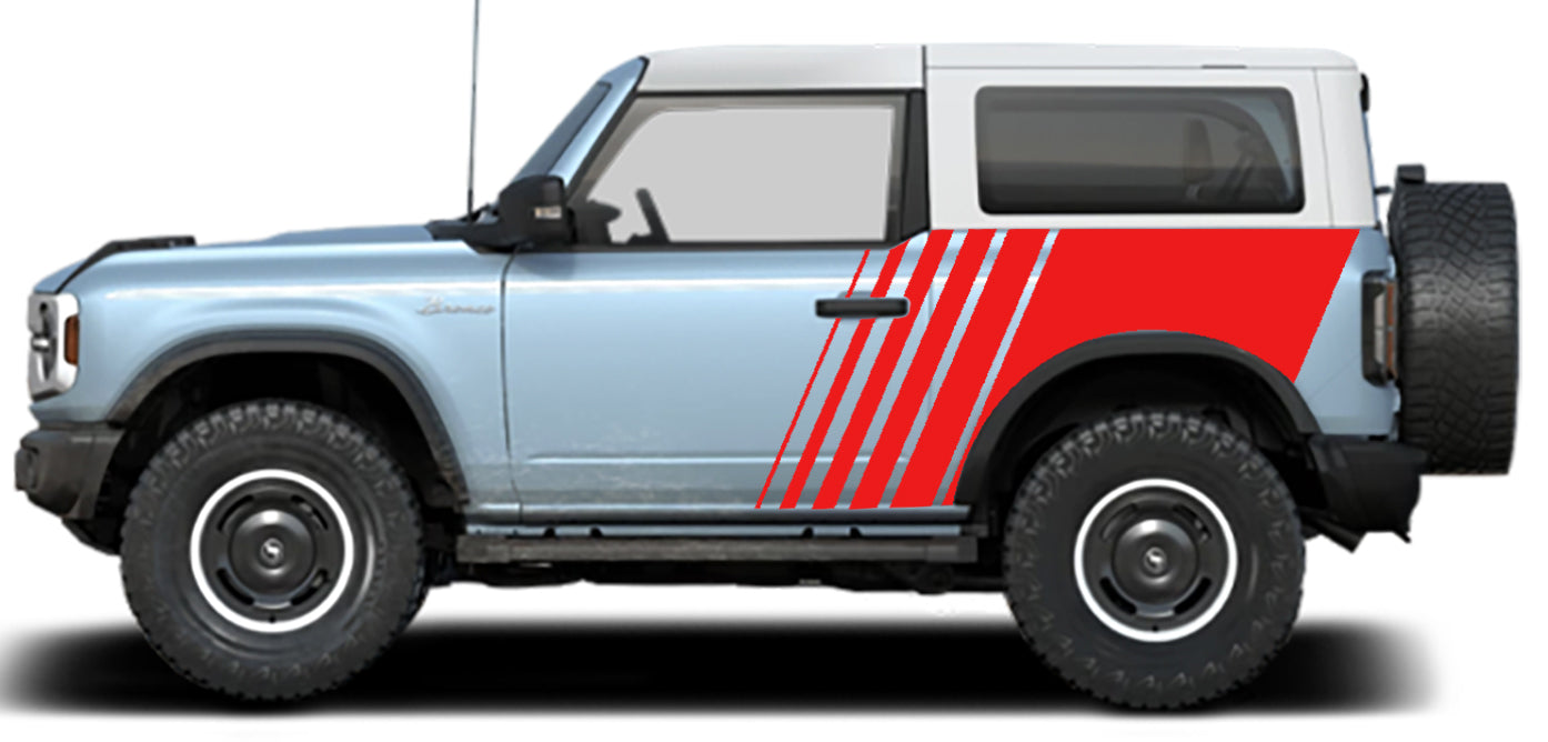 jumbo side strobe graphics for ford bronco 2 door red