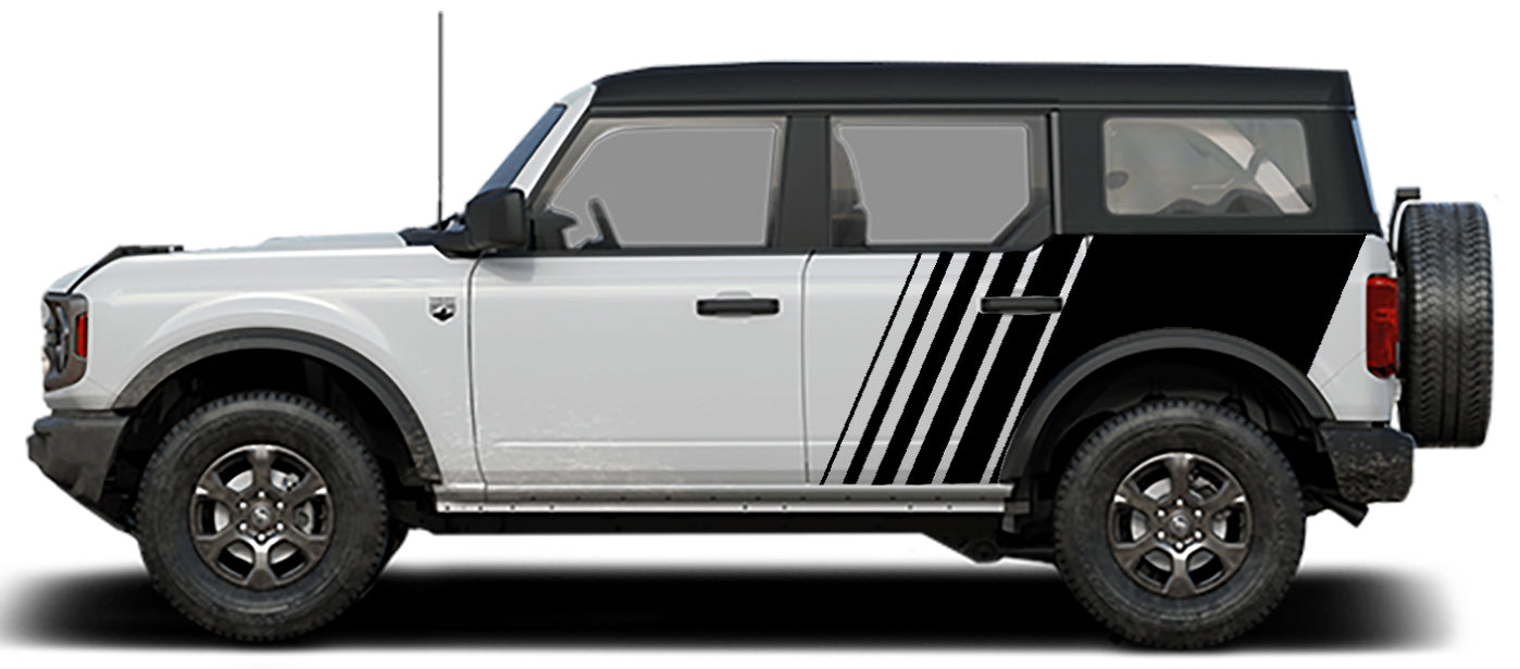 Ford Bronco Jumbo Side Strobe Decals (Pair) : Vinyl Graphics Kit Fits (2021-up)