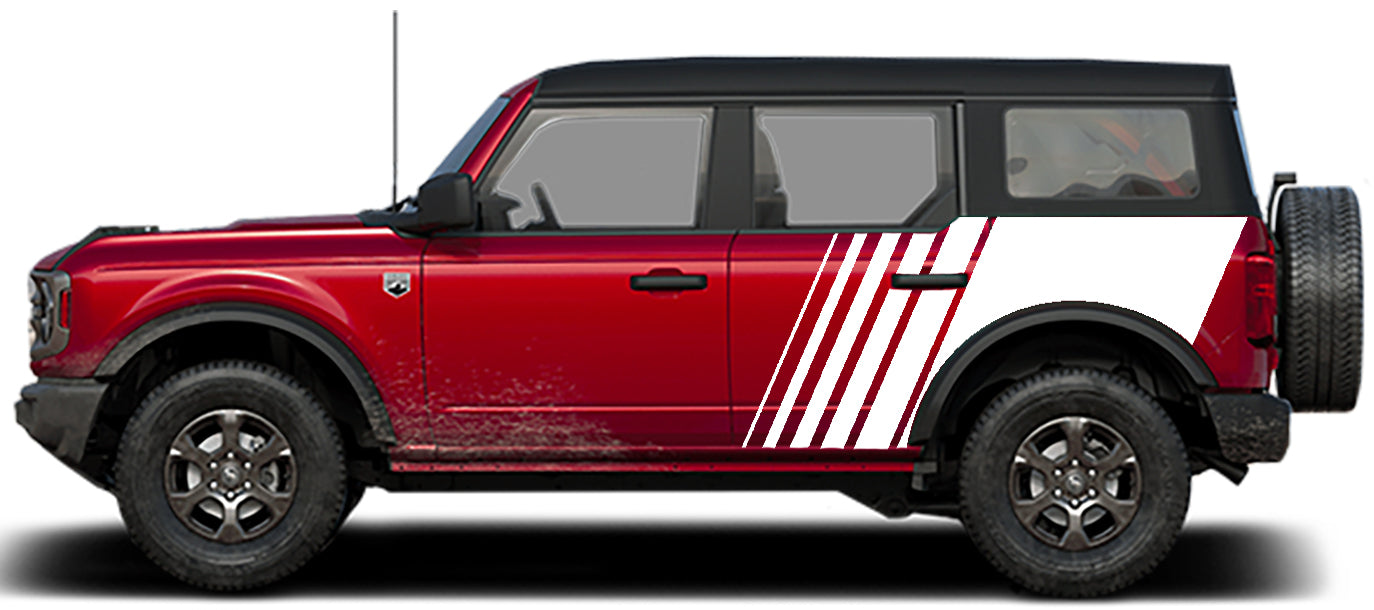 jumbo side strobe graphics for ford bronco 4 door white