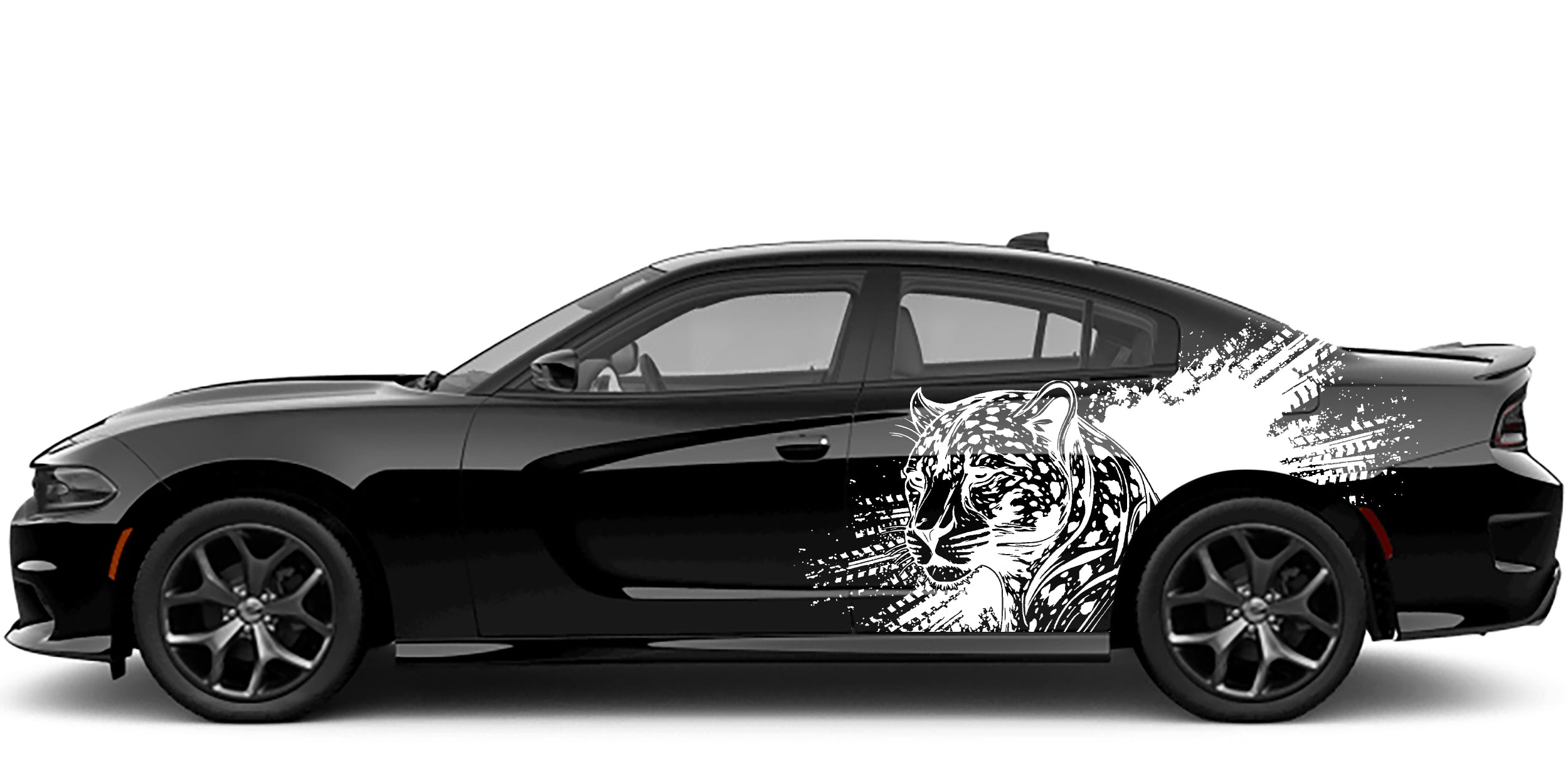 leopard splash side graphics for dodge charger 2015 to 2023 models white