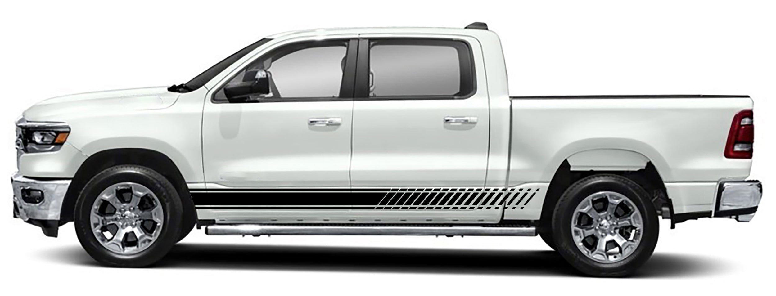 Long rocker panel stripes graphics for ram 1500 2500 2019 to 2023 models black