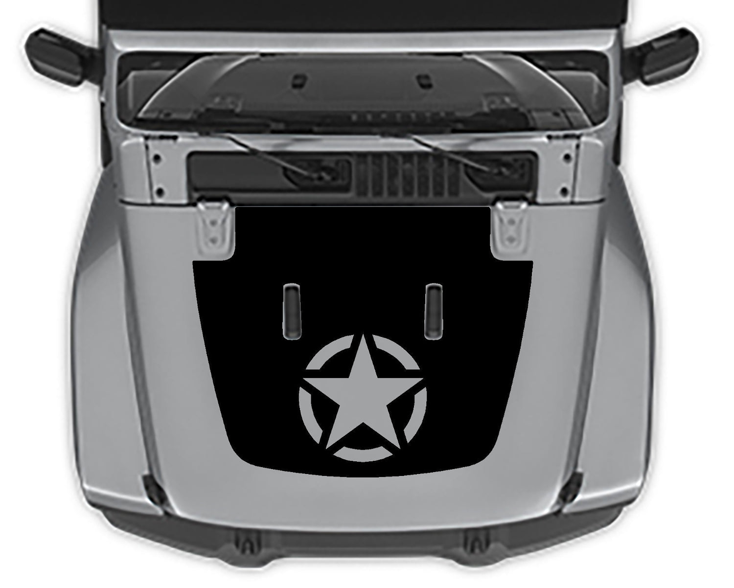 Military Star Hood Decal For Jeep Wranger JL black