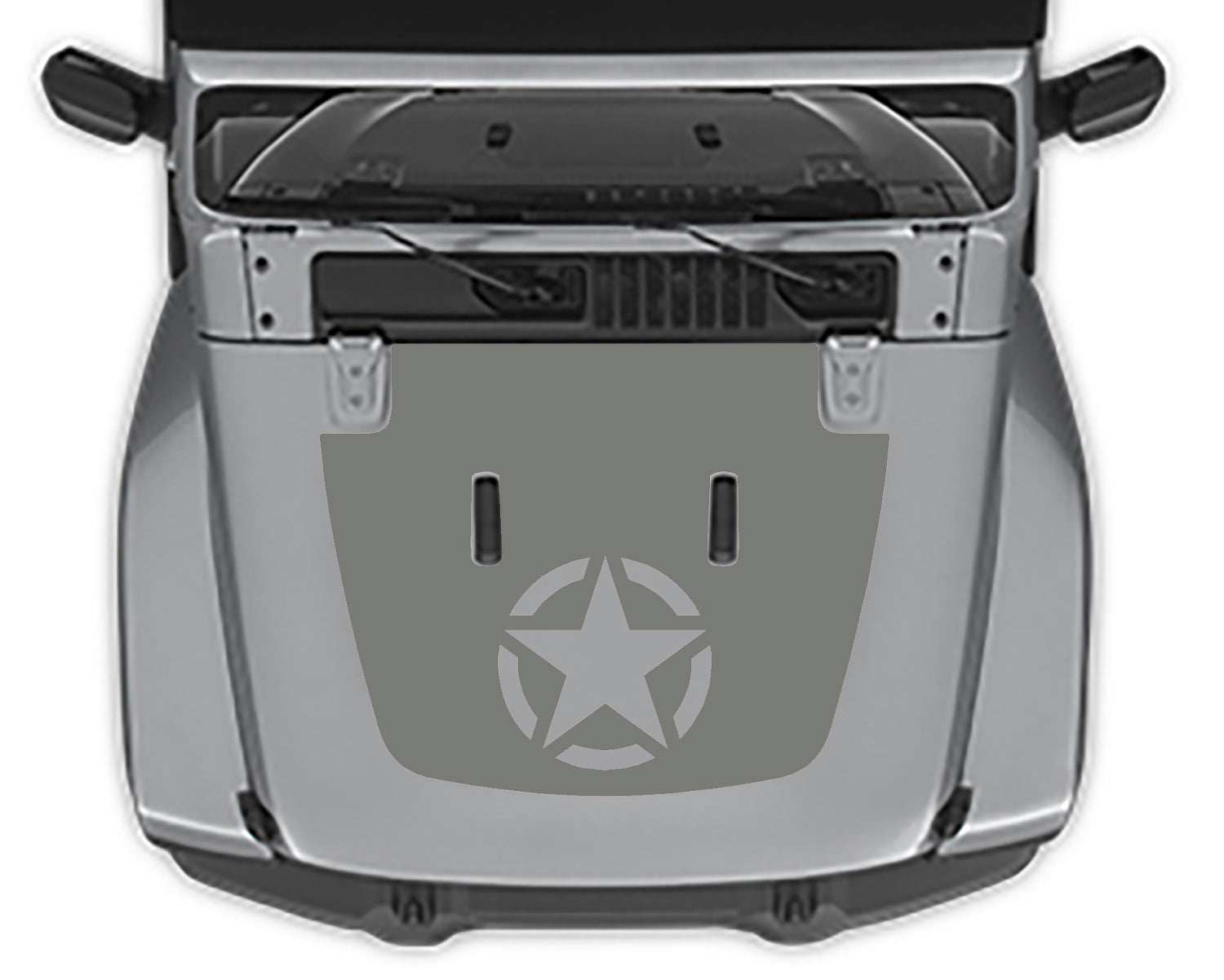 Military Star Hood Decal For Jeep Wranger JL gray