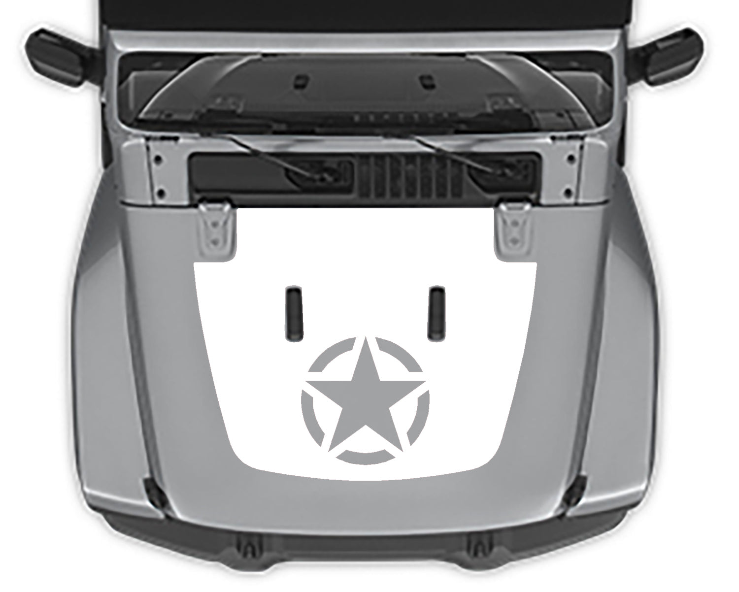 Military Star Hood Decal For Jeep Wranger JL white