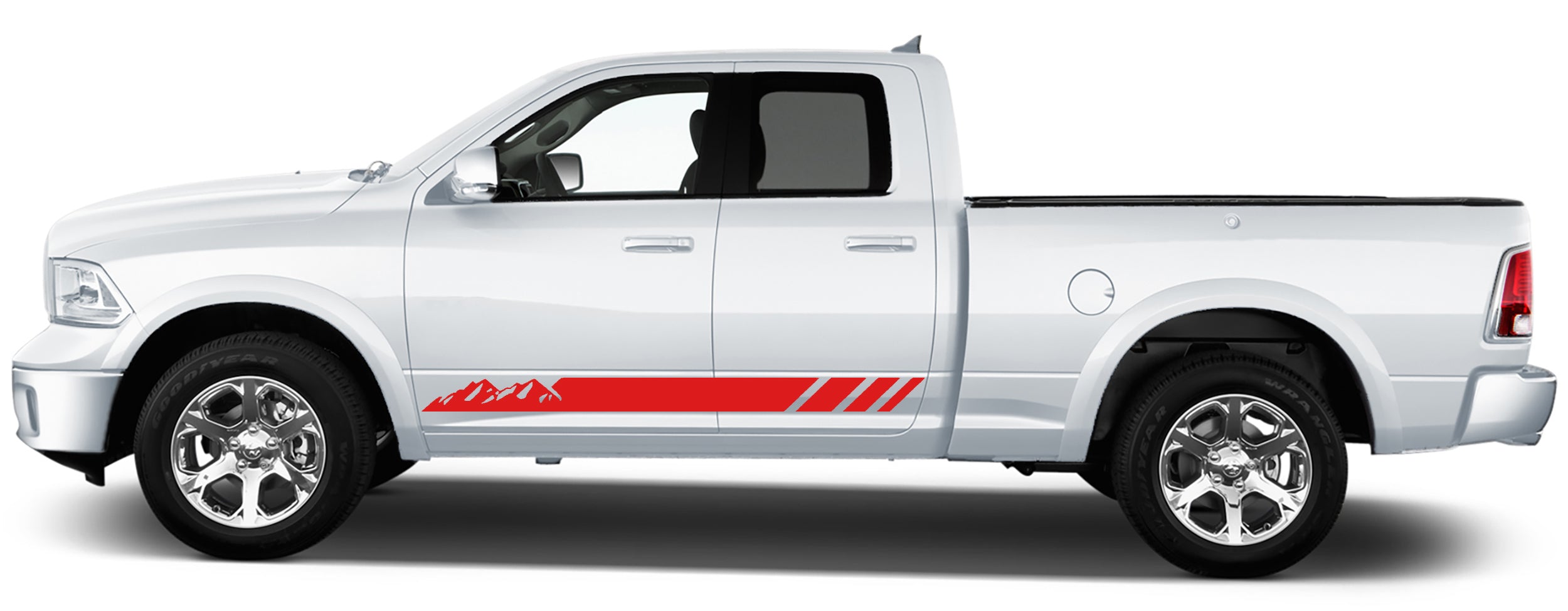 Mountain Rocker Panel Side Stripes Graphics for dodge ram 2008 to 2018 models red