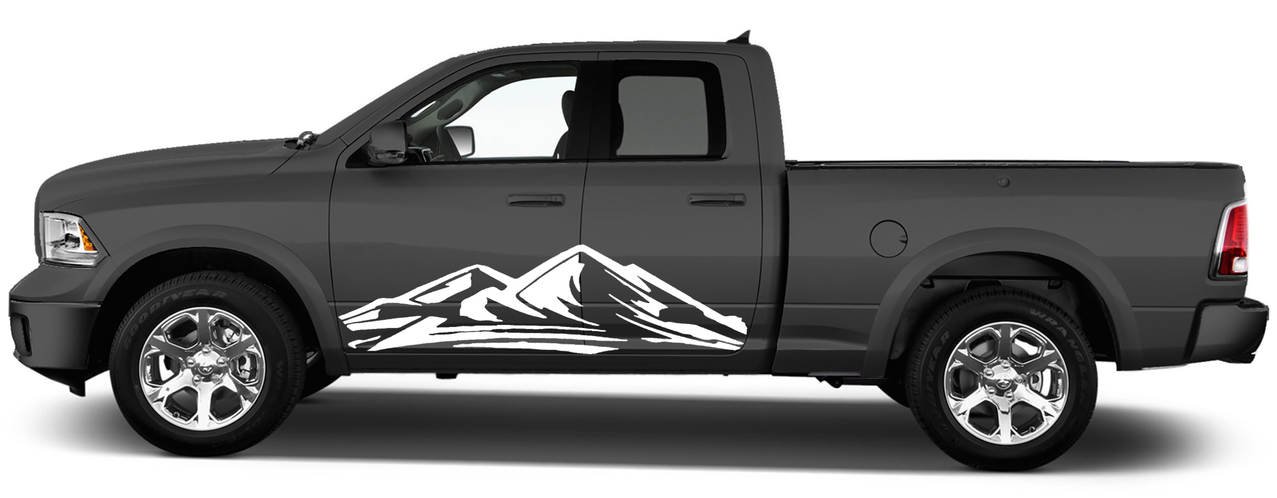 Mountain side graphics for dodge ram 2008 to 2018 models white