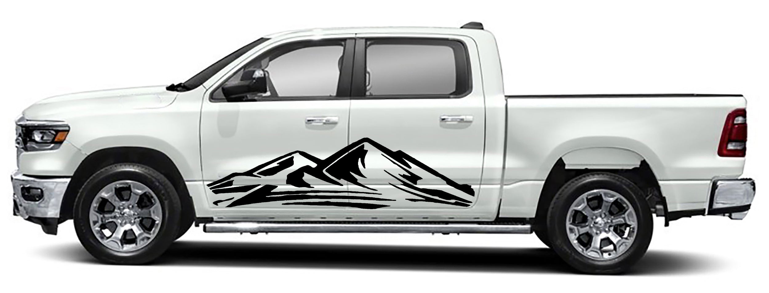 mountain door graphics for dodge ram 1500 2500 2019 to 2023 models black