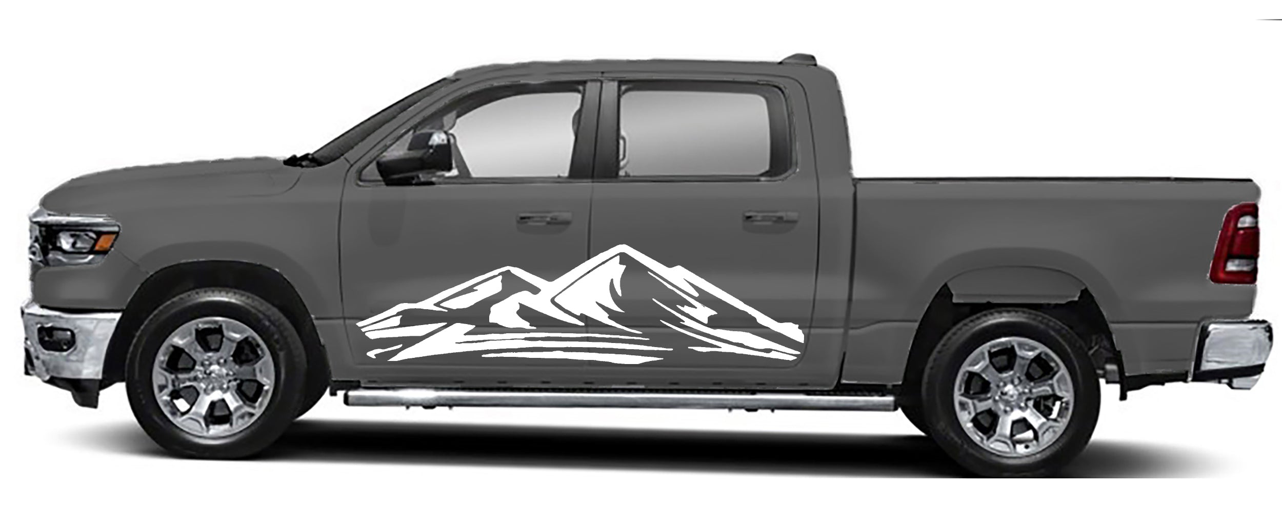 mountain door graphics for dodge ram 1500 2500 2019 to 2023 models white