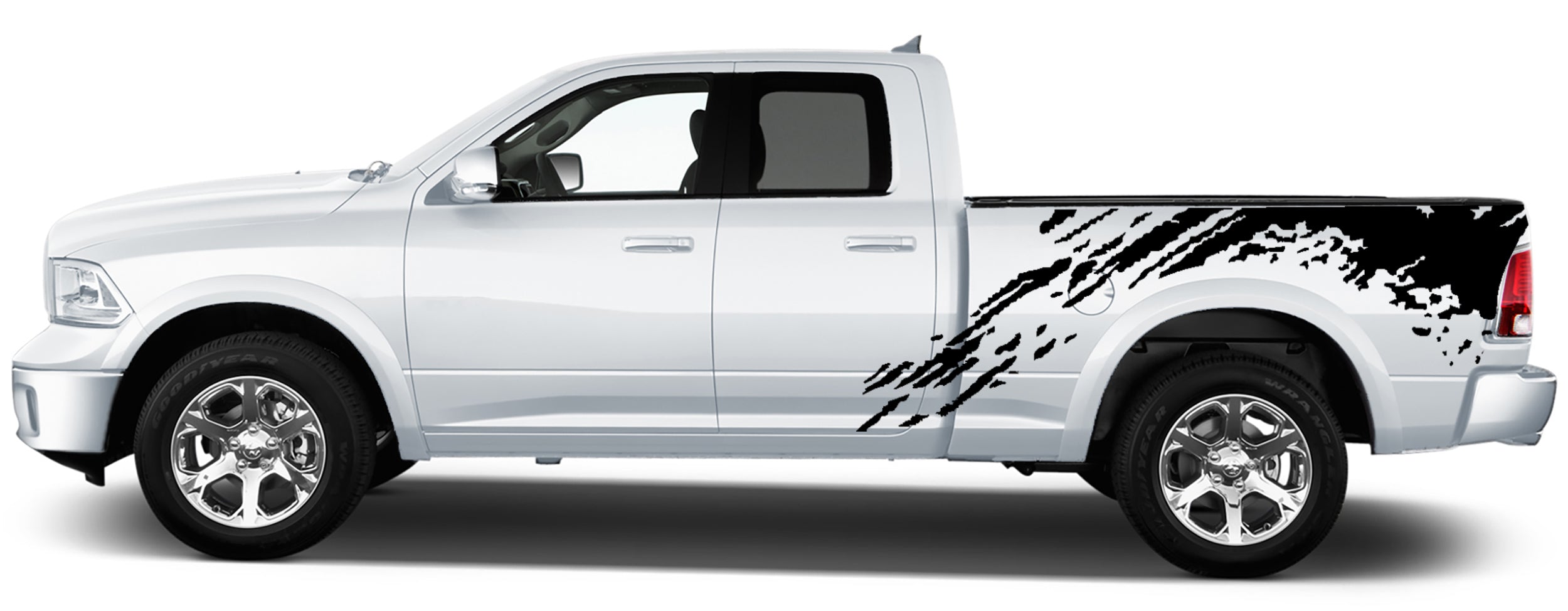 Dodge Ram Mud Side Bed Decals (Pair) : Vinyl Graphics Kit Fits (2009-2018)