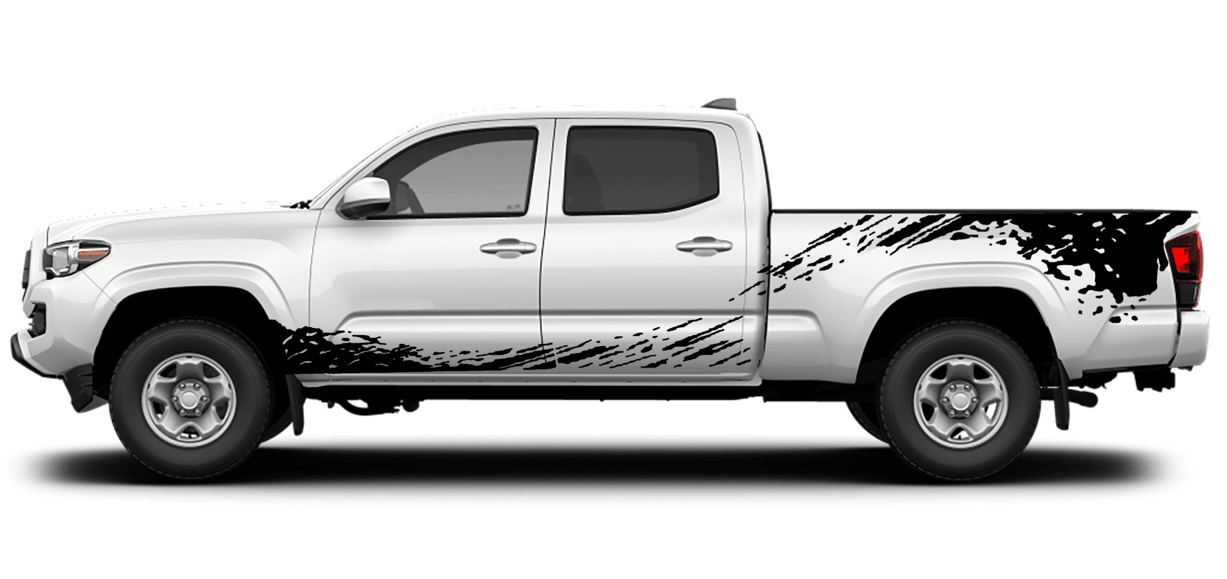 Toyota Tacoma Mud Splash Side Stripes and Bed Decals (Pair) : Vinyl Graphics Kit Fits (2016-2022)