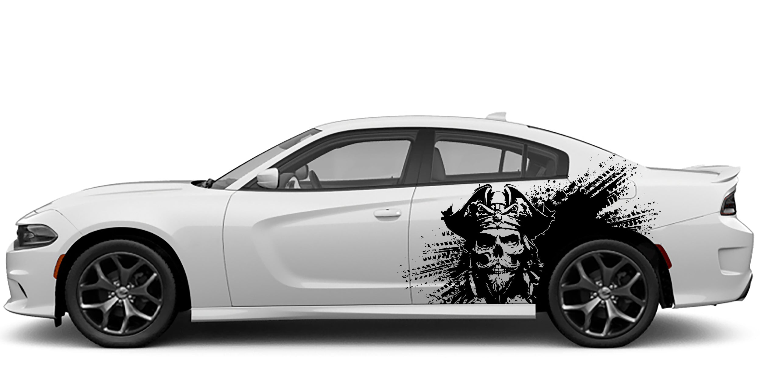 Dodge Charger Pirate Skull Side Decals (Pair) : Vinyl Graphics Kit Fits (2015-2023)