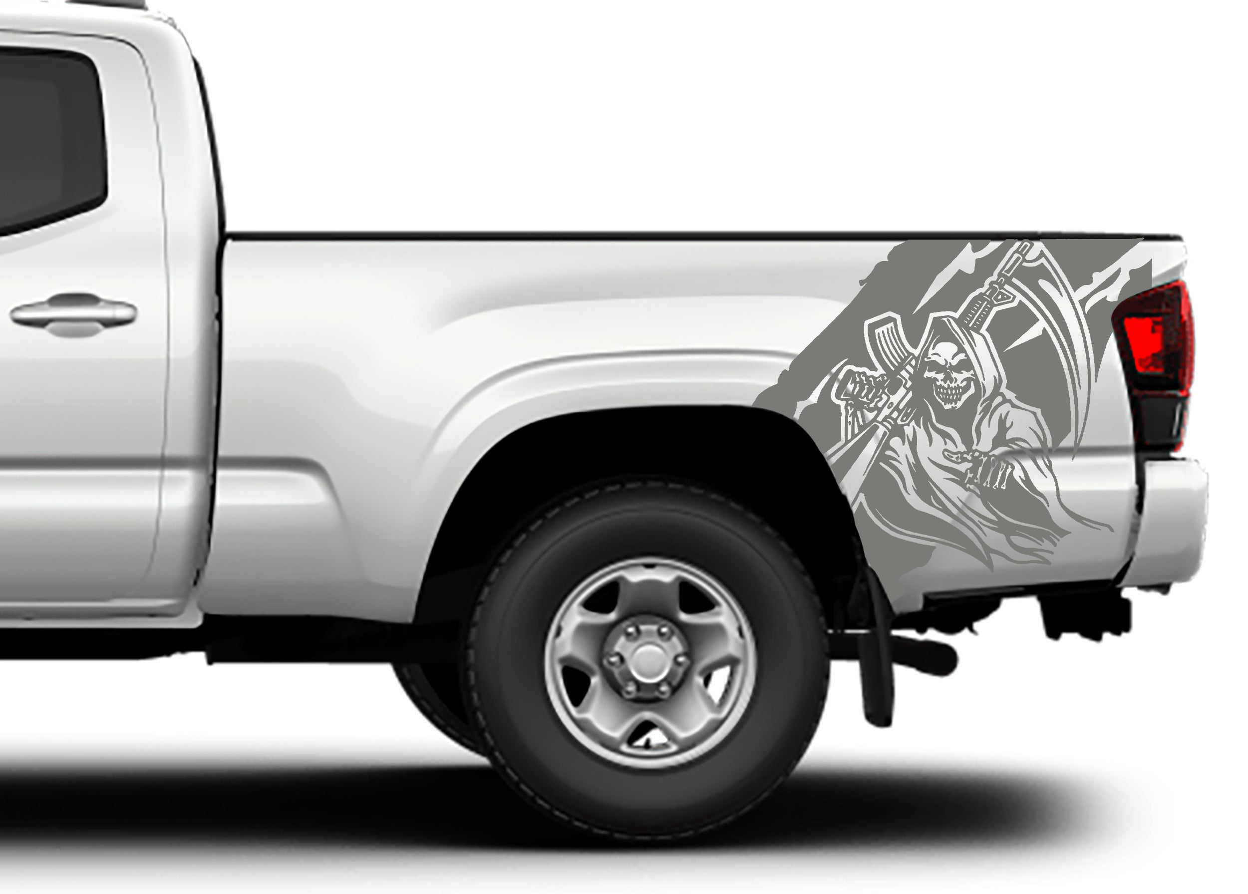 reaper bed decals for toyota tacoma 2016 to 2023 models gray