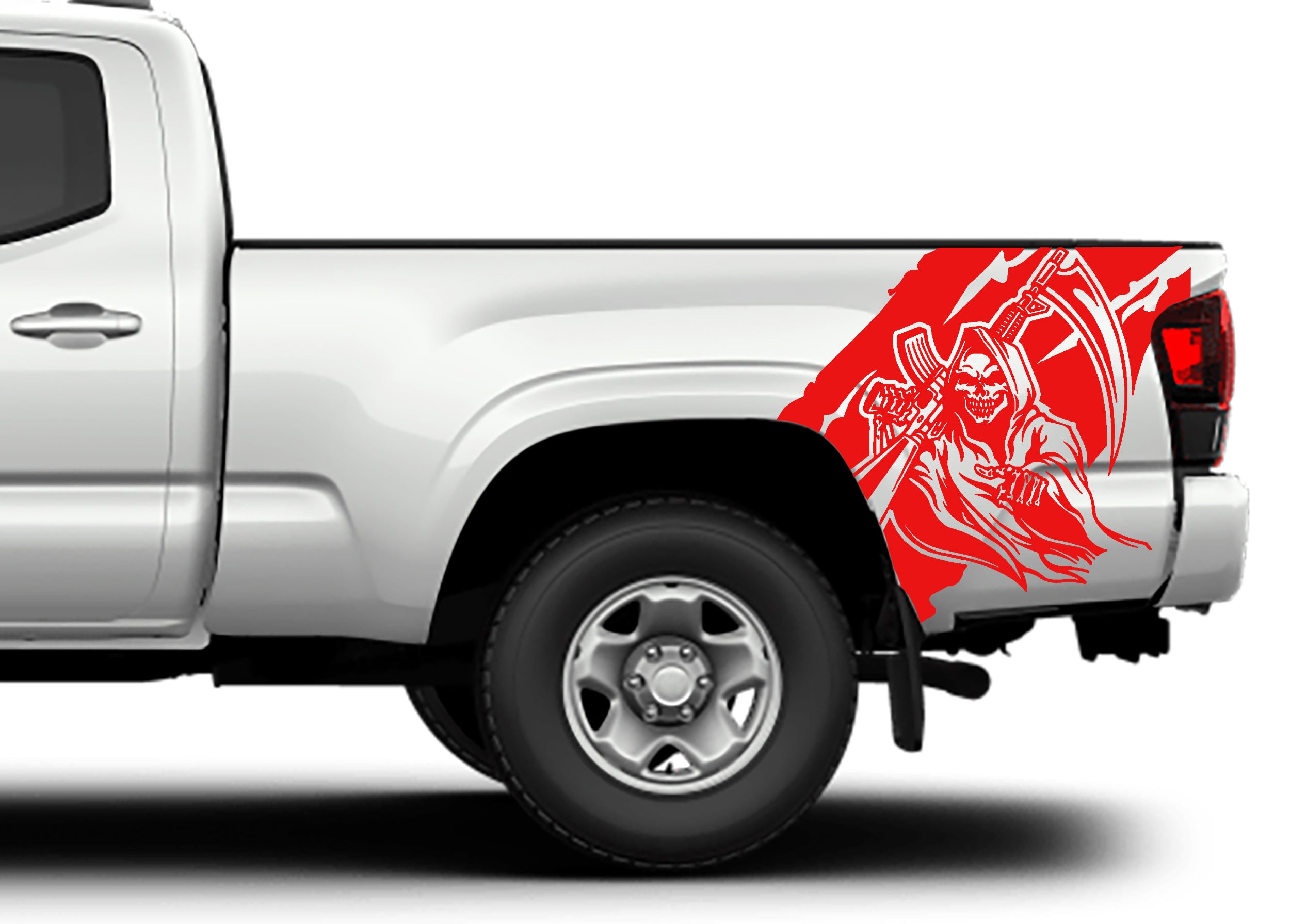 reaper bed decals for toyota tacoma 2016 to 2023 models red