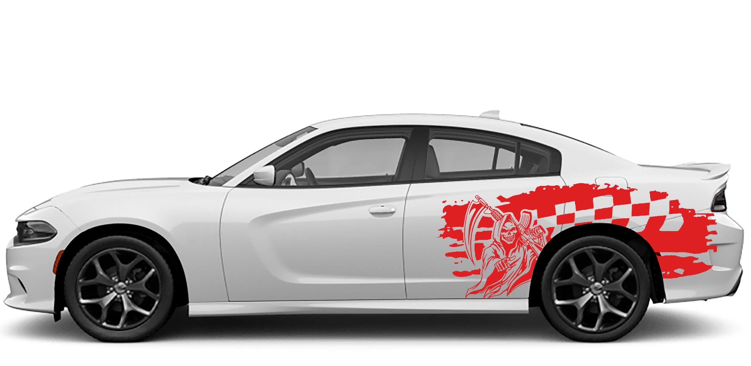 Reaper side decals for dodge charger 2015 to 2023 models red