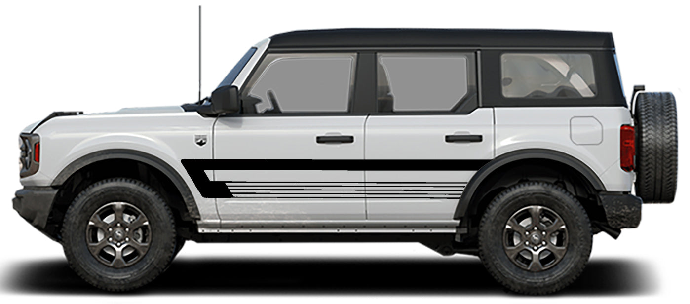 Ford Bronco Retro Explorer Line Style Side Decals (Pair) : Vinyl Graphics Kit Fits (2021-up)