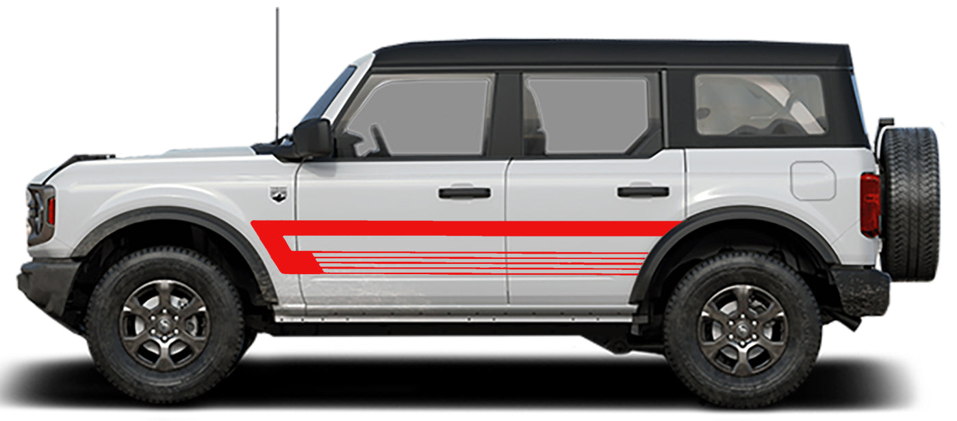 retro explorer line style side graphics for ford bronco 2021 to present red