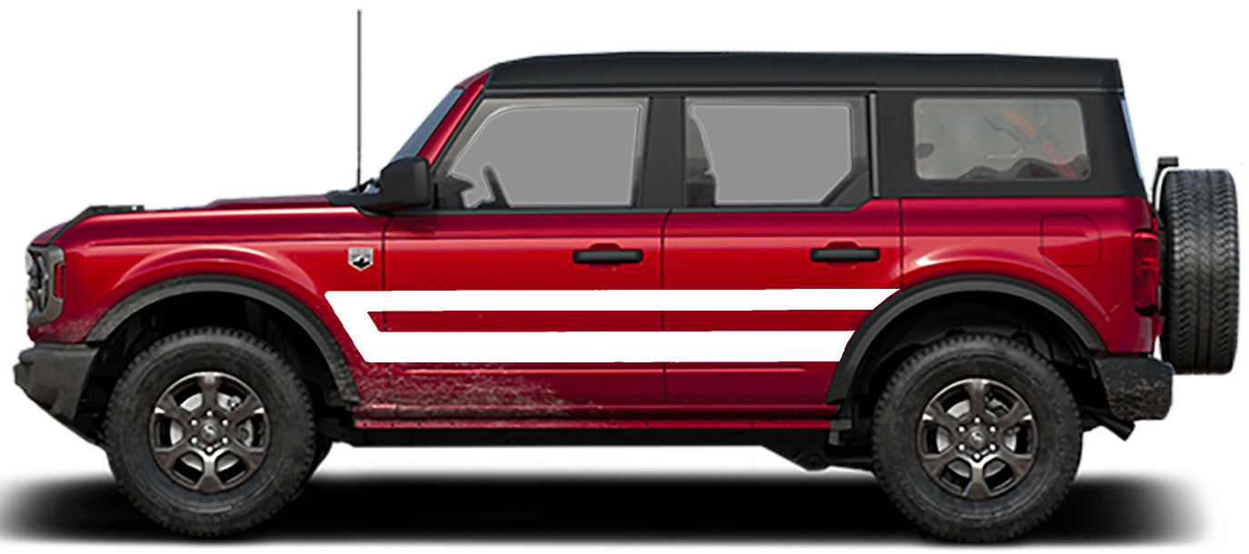 Retro explorer solid style side graphics for ford bronco white