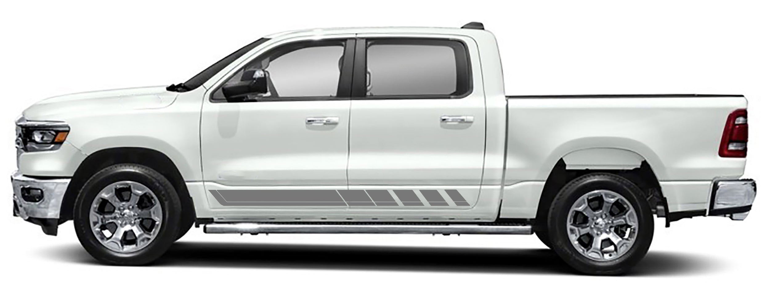 rocker stripes graphics for dodge ram 1500 2500 2019 to 2023 models gray