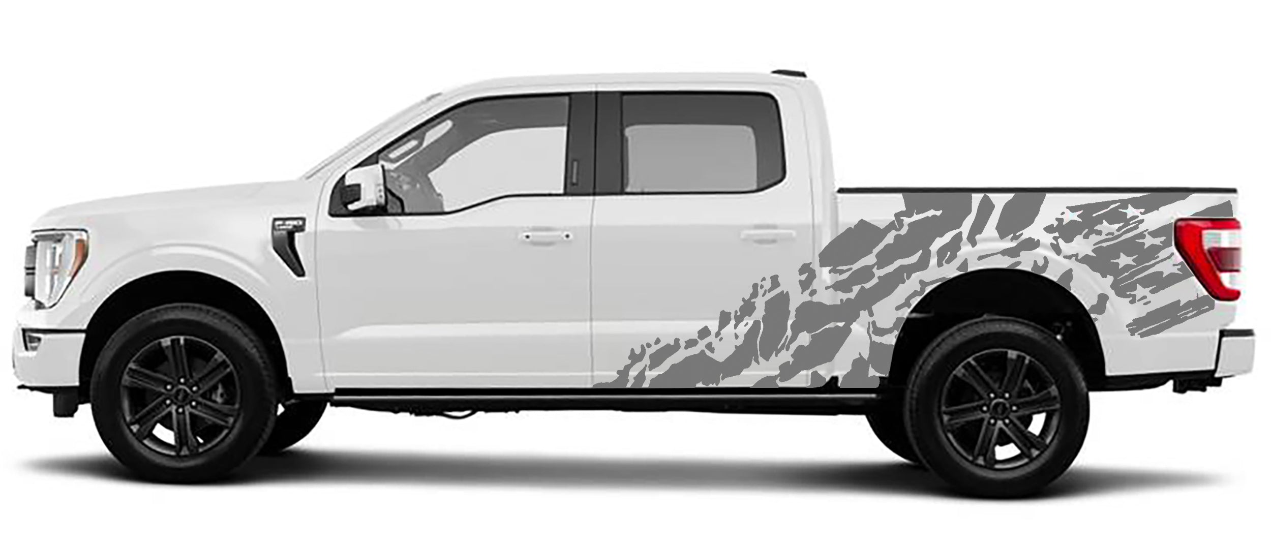 shredded american flag side graphics for ford f 150 2021 to 2023 models gray