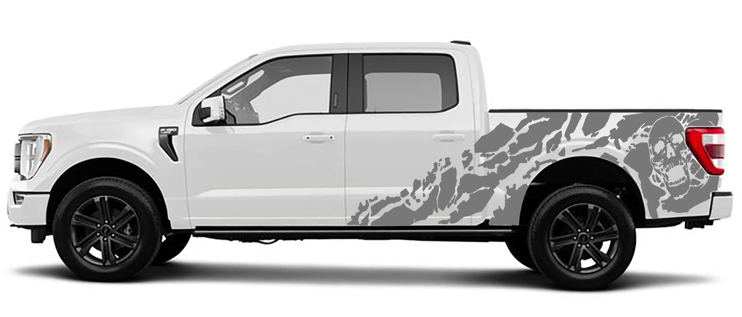 Shredded nightmare side graphics for ford f150 2021 to 2023 models gray