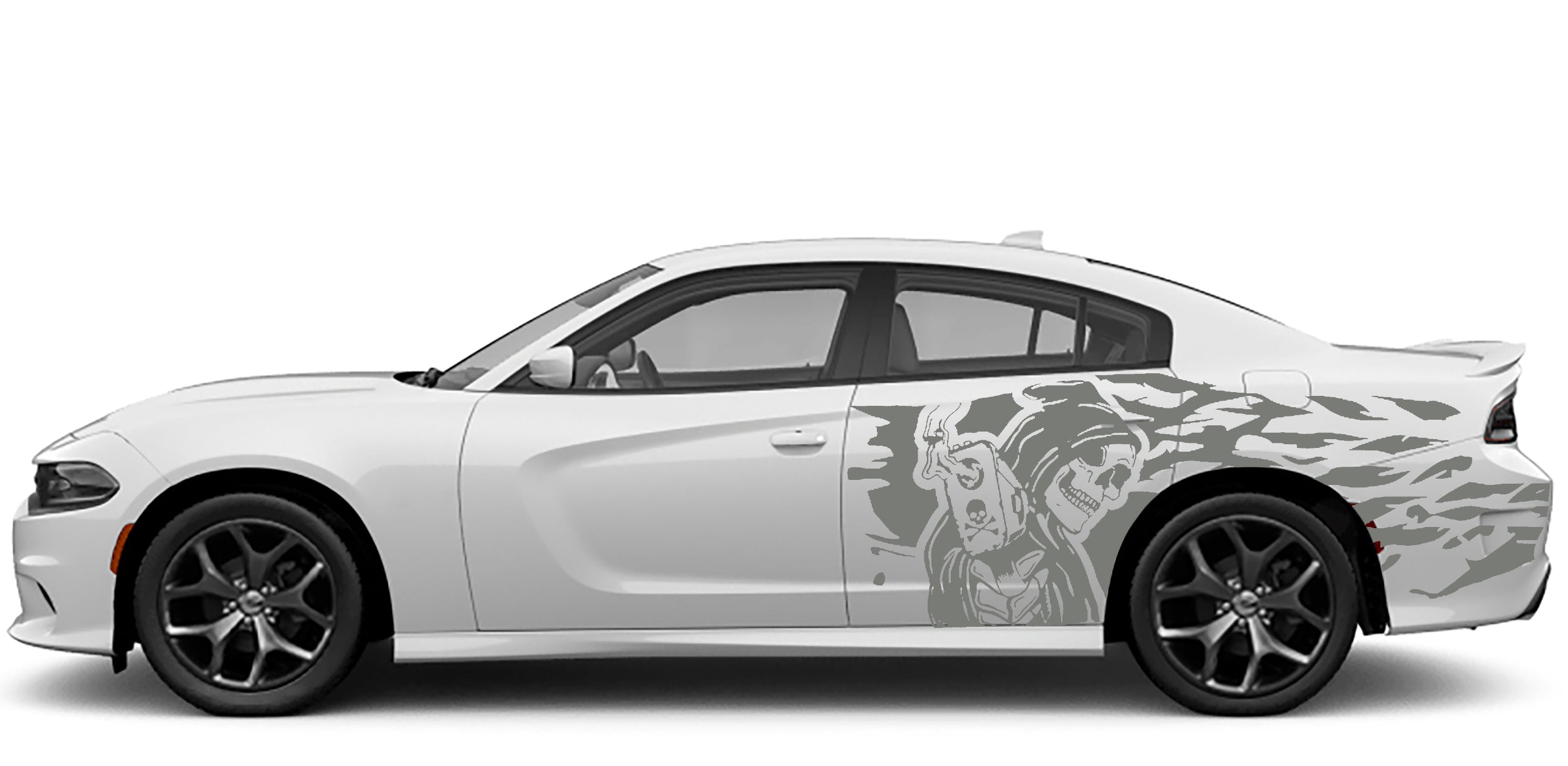 skull gun side decals for dodge challenger 2015 to 2023 models gray