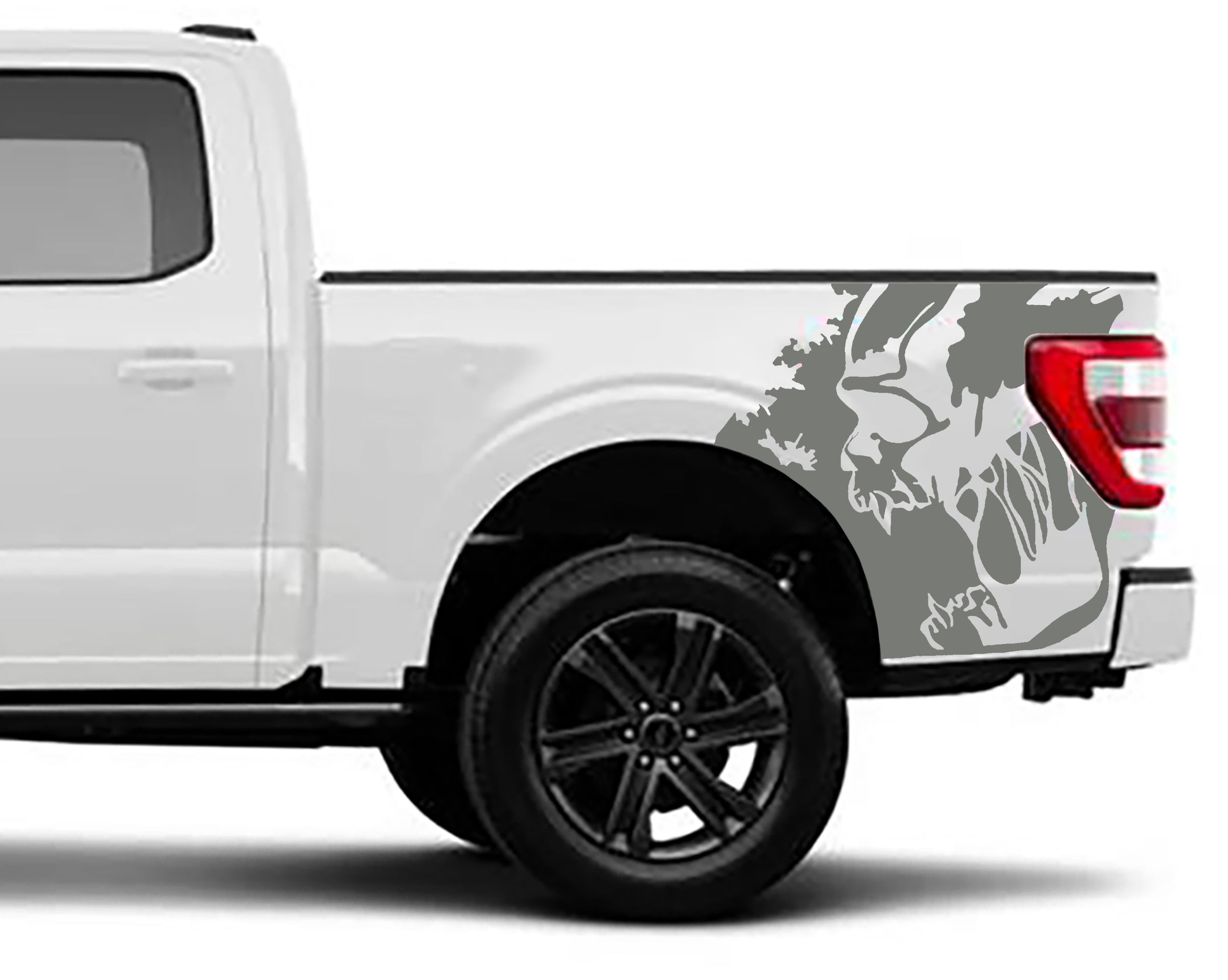 Skull scream bed graphics for ford f 150 2021 to 2023 models gray