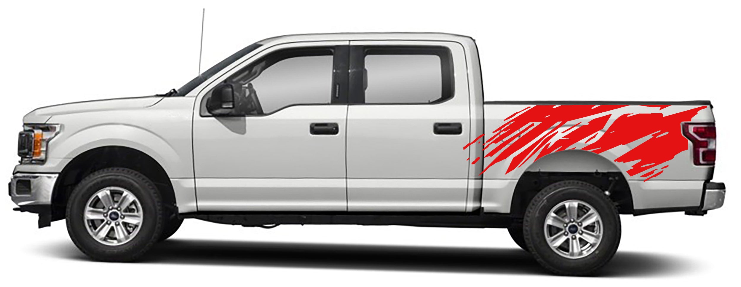 splatter style bed graphics for ford f 150 2015 to 2020 models red