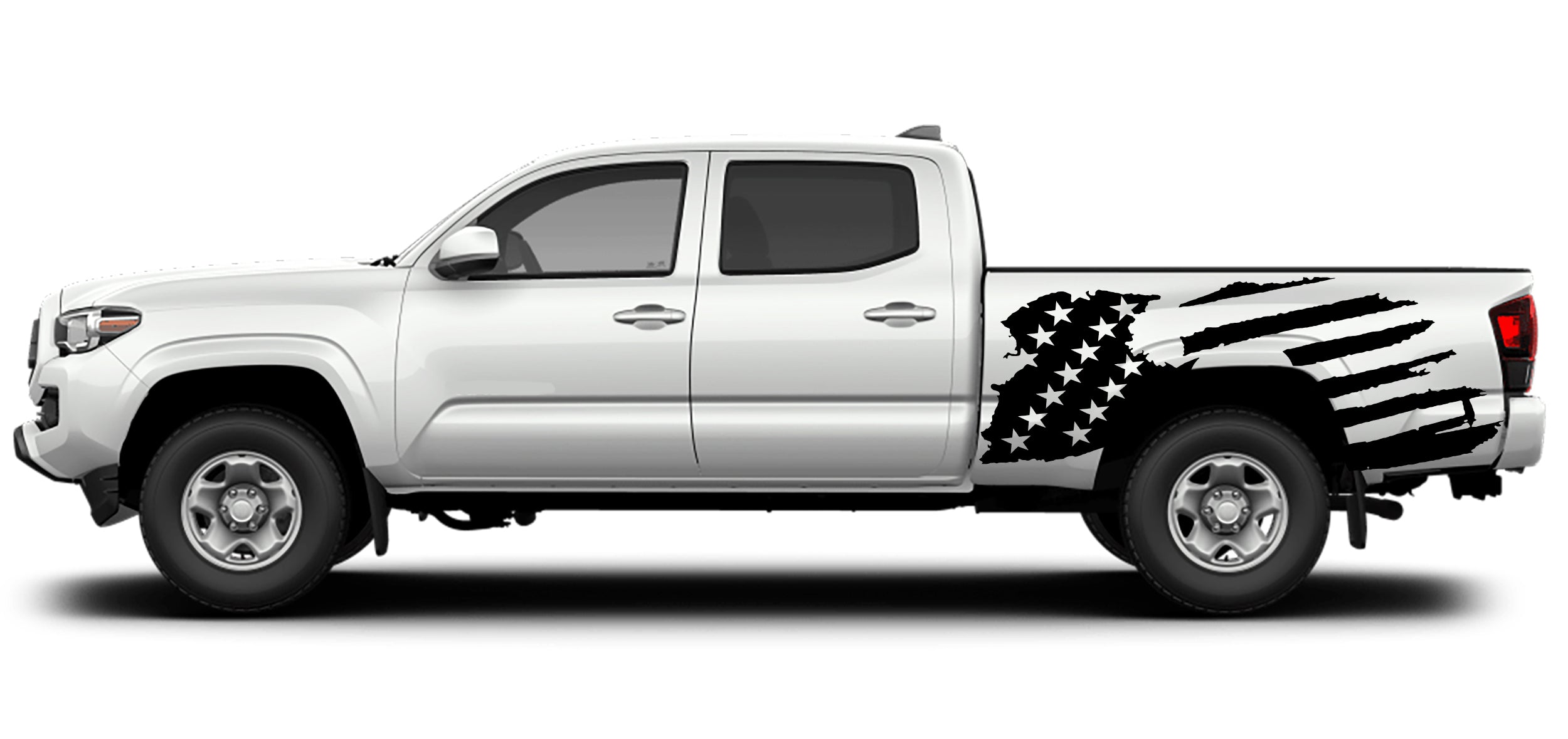 Toyota Tacoma USA Flag Bed Decals (Pair) : Vinyl Graphics Kit Fits (2016-2022)