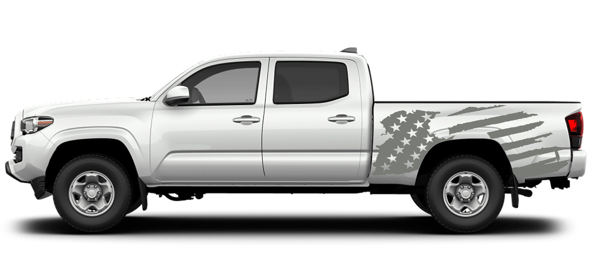 Patriot american flag bed decals for toyota tacoma 2016 to 2023 models gray