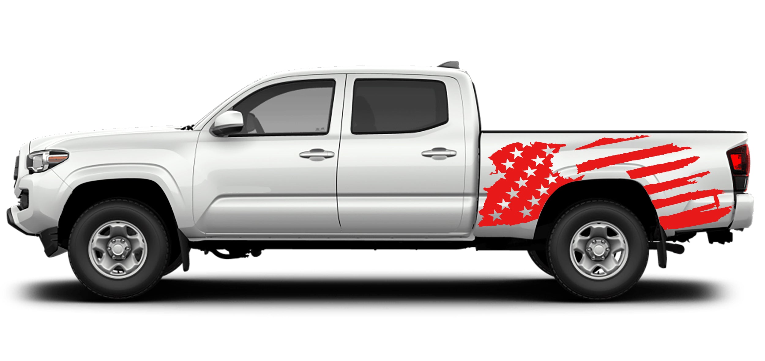 Patriot american flag bed decals for toyota tacoma 2016 to 2023 models red