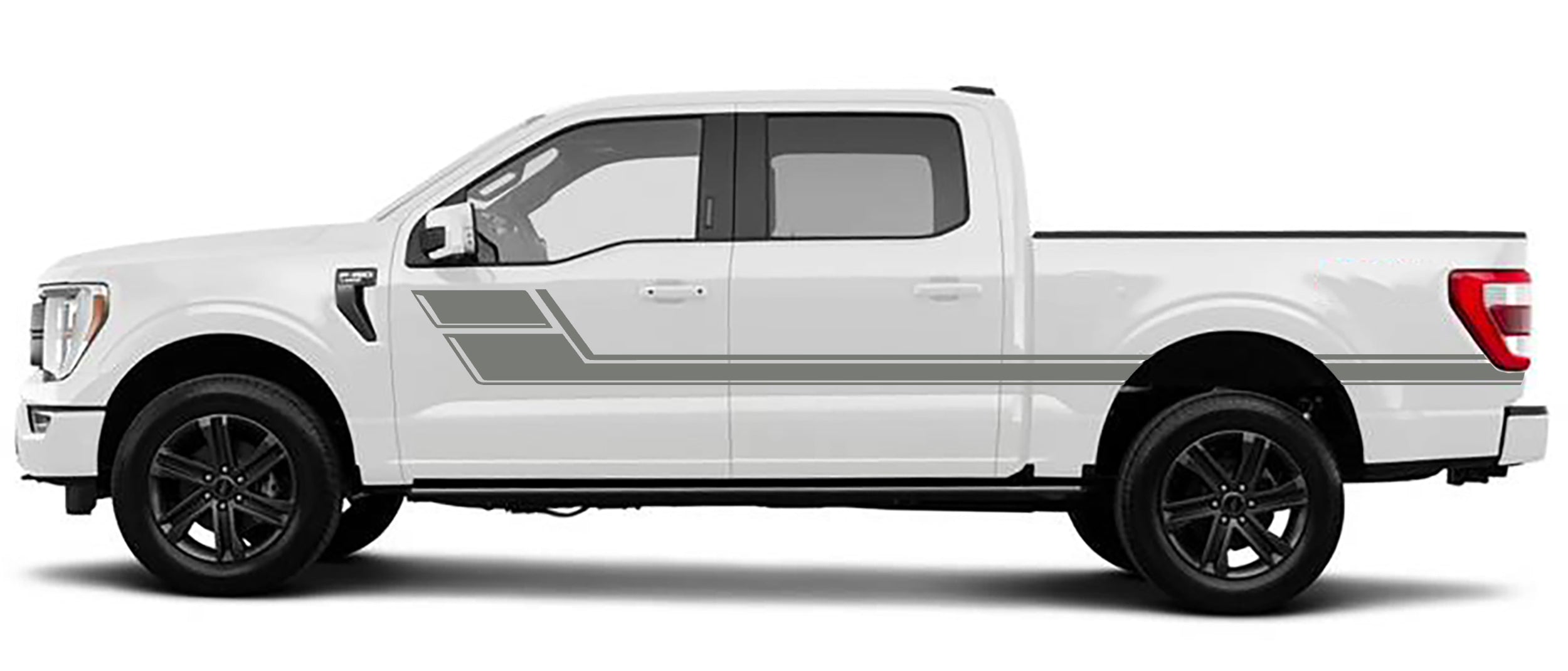 Upper door hocky stripes vinyl graphics for ford f 150 2021 to 2023 models gray